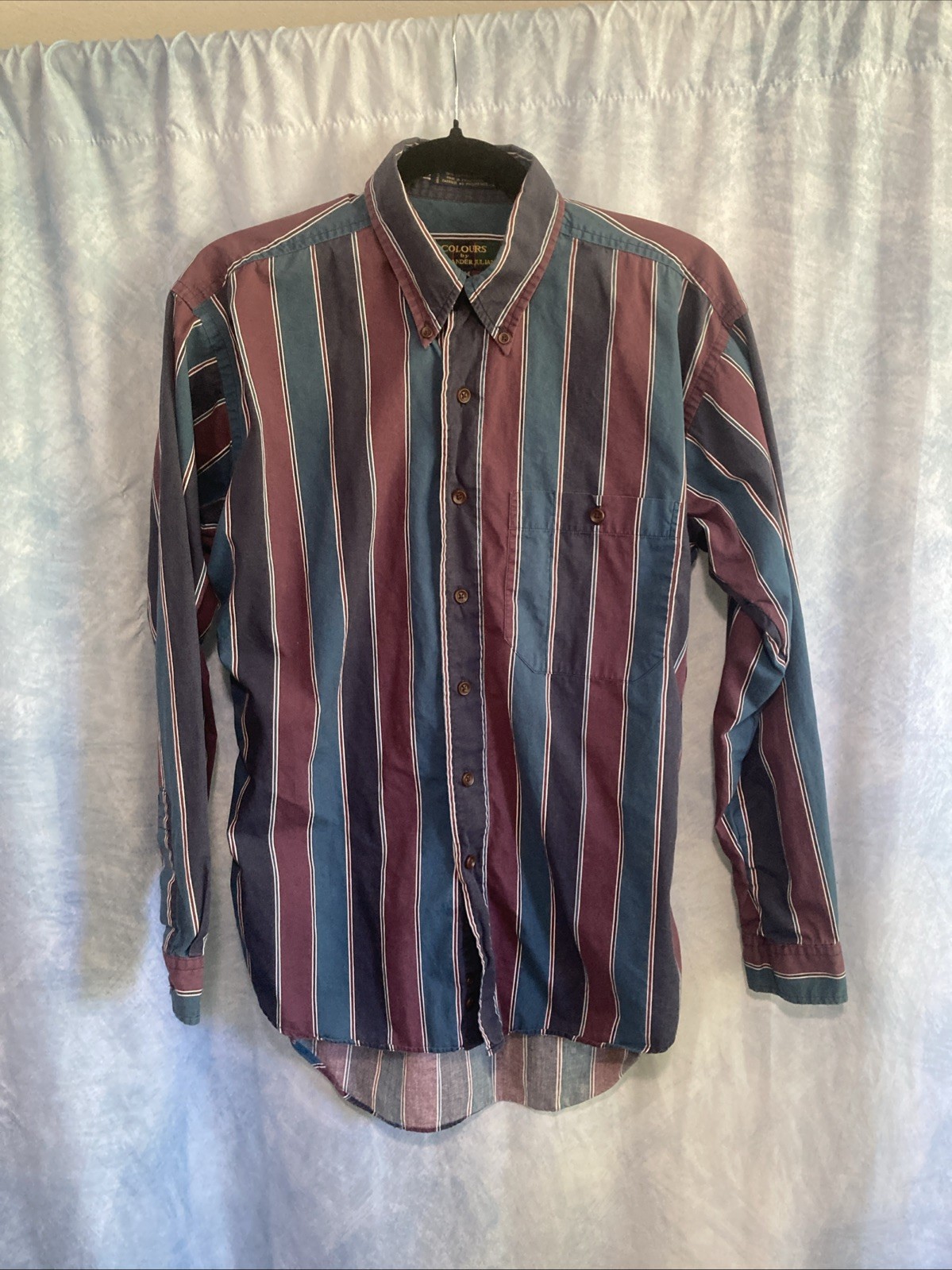 VTG 80s Colours Alexander Julian Striped Button Shirt Mens M 15-15.5 Flawed