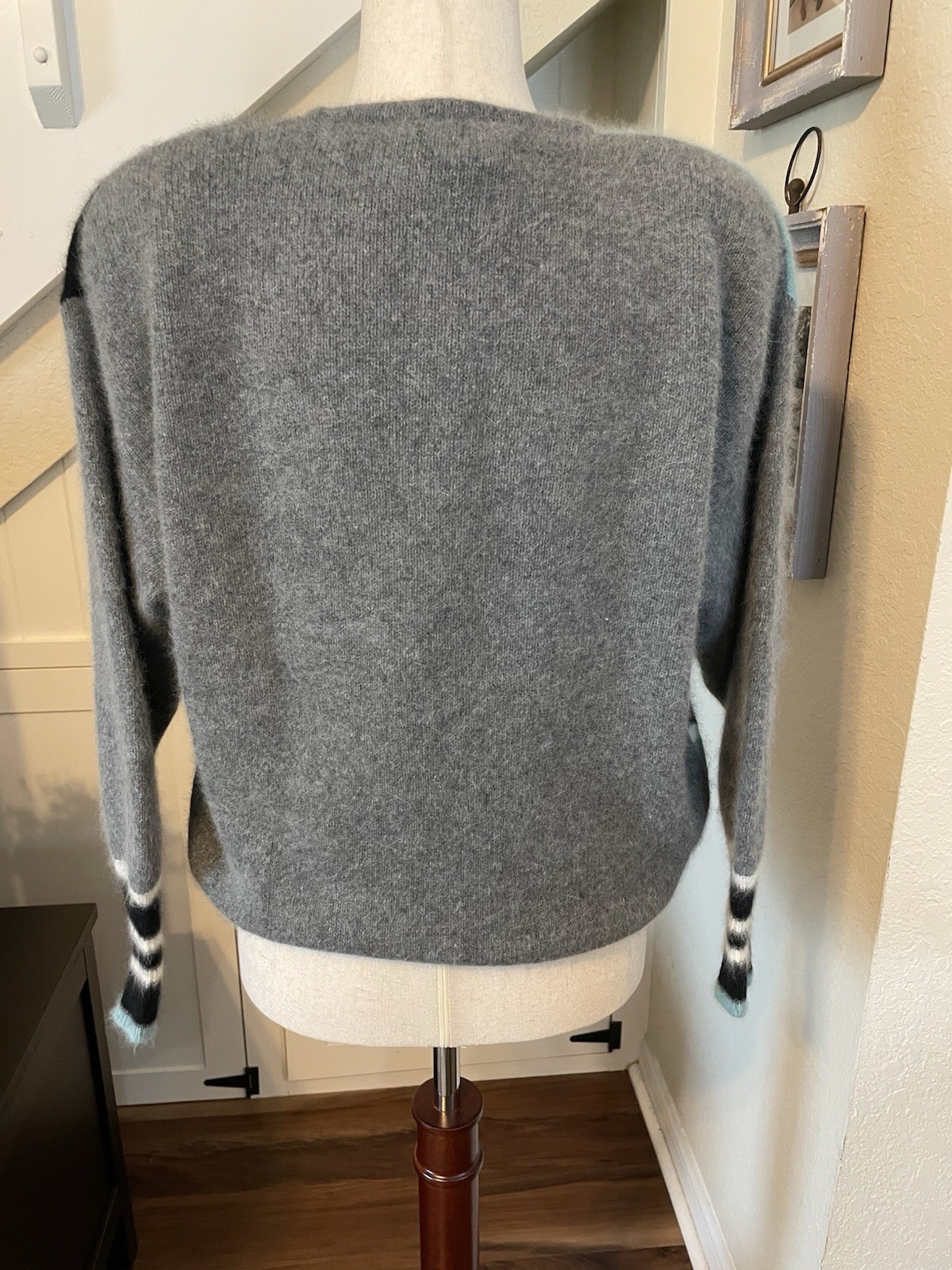 Vintage 80s Richard & Co Geometric Angora Sweater Fuzzy Abstract Slouchy L/XL