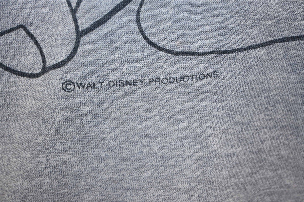 vtg 80s WALT DISNEY MICKEY MOUSE CARTOON GRAY RINGER SOFT THIN t-shirt MEDIUM M