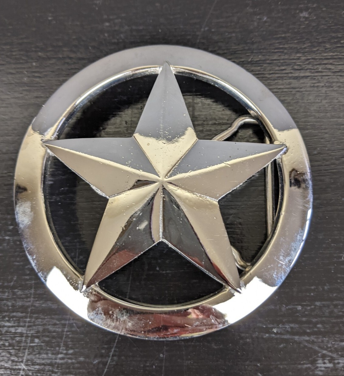 Vintage Silver Star Belt Buckle Made In USA 3.5in