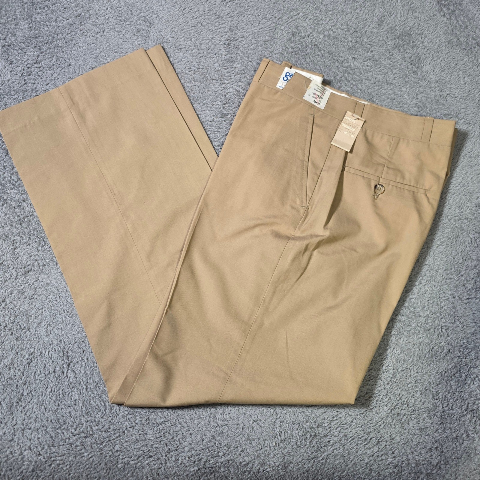 Mens 36×31 Trousers Tan Vintage Deadstock Klopman Dacron Cotton Slacks