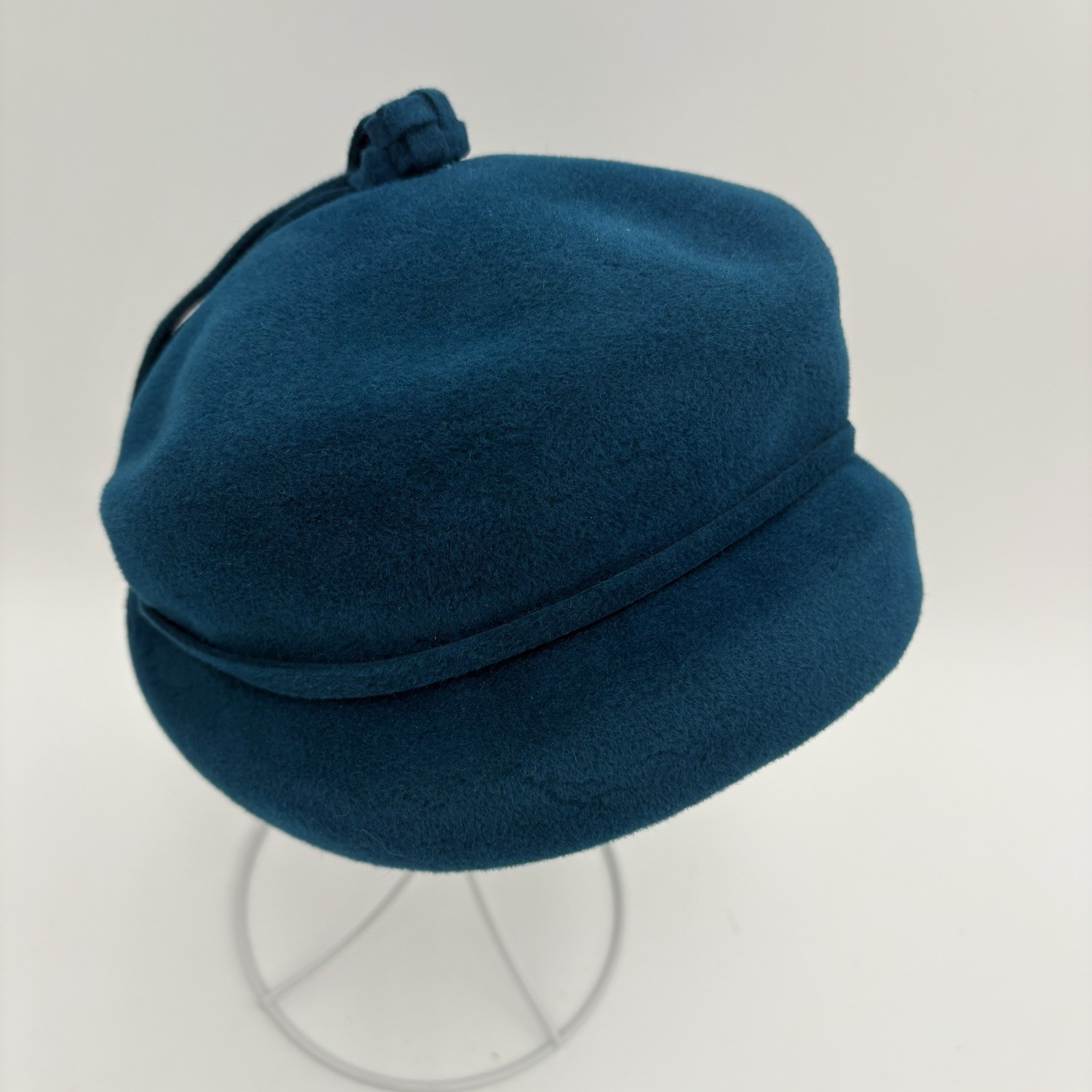 Vintage Sheraton Teal Wool Women’s Hat Cap Body Made In Italy