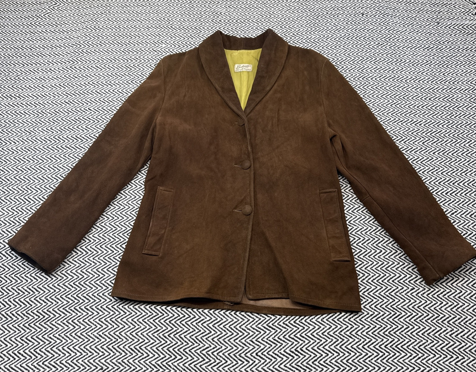 Vintage 80s Beckmans Eversoft Buckskin MENS MEDIUM Brown Leather Coat USA EUC