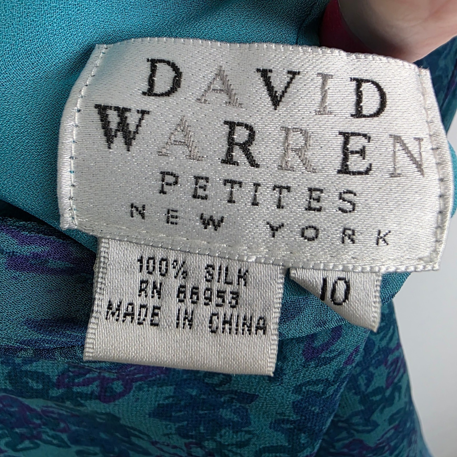 David Warren Petite Silk Floral Midi Dress Teal Purple Cutout Back NWT Size 10P