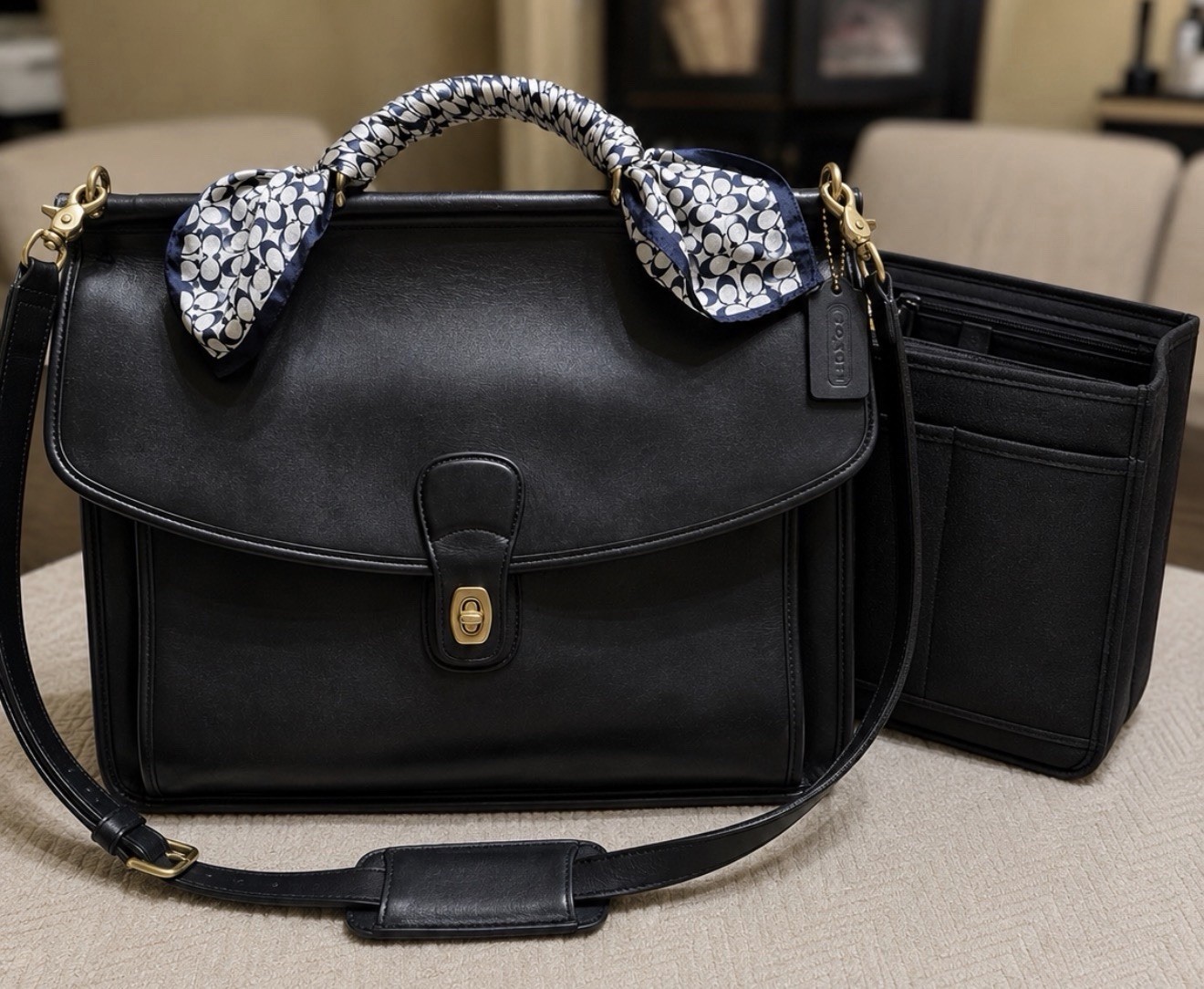 Vintage COACH Beekman Briefcase Black Leather Bag 5266 Turnlock Laptop USA 1997