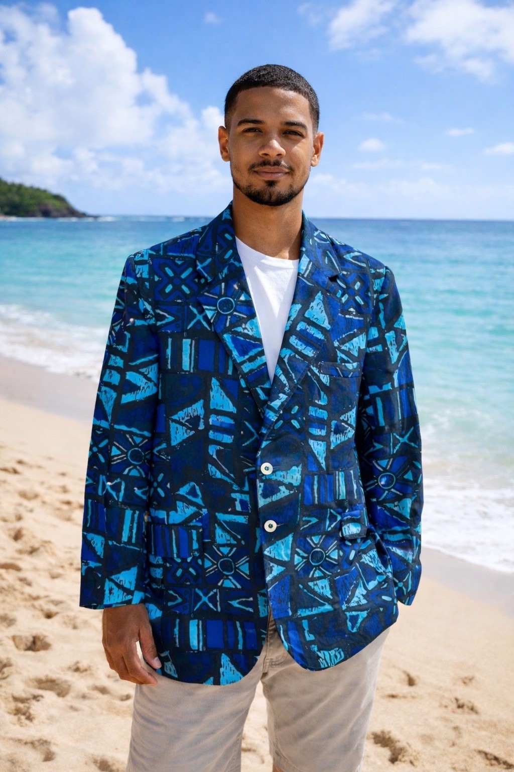 VTG RARE Sandwich Isles Tiki Sport Coat Blazer Jacket 36R 1960s! Blues Travel