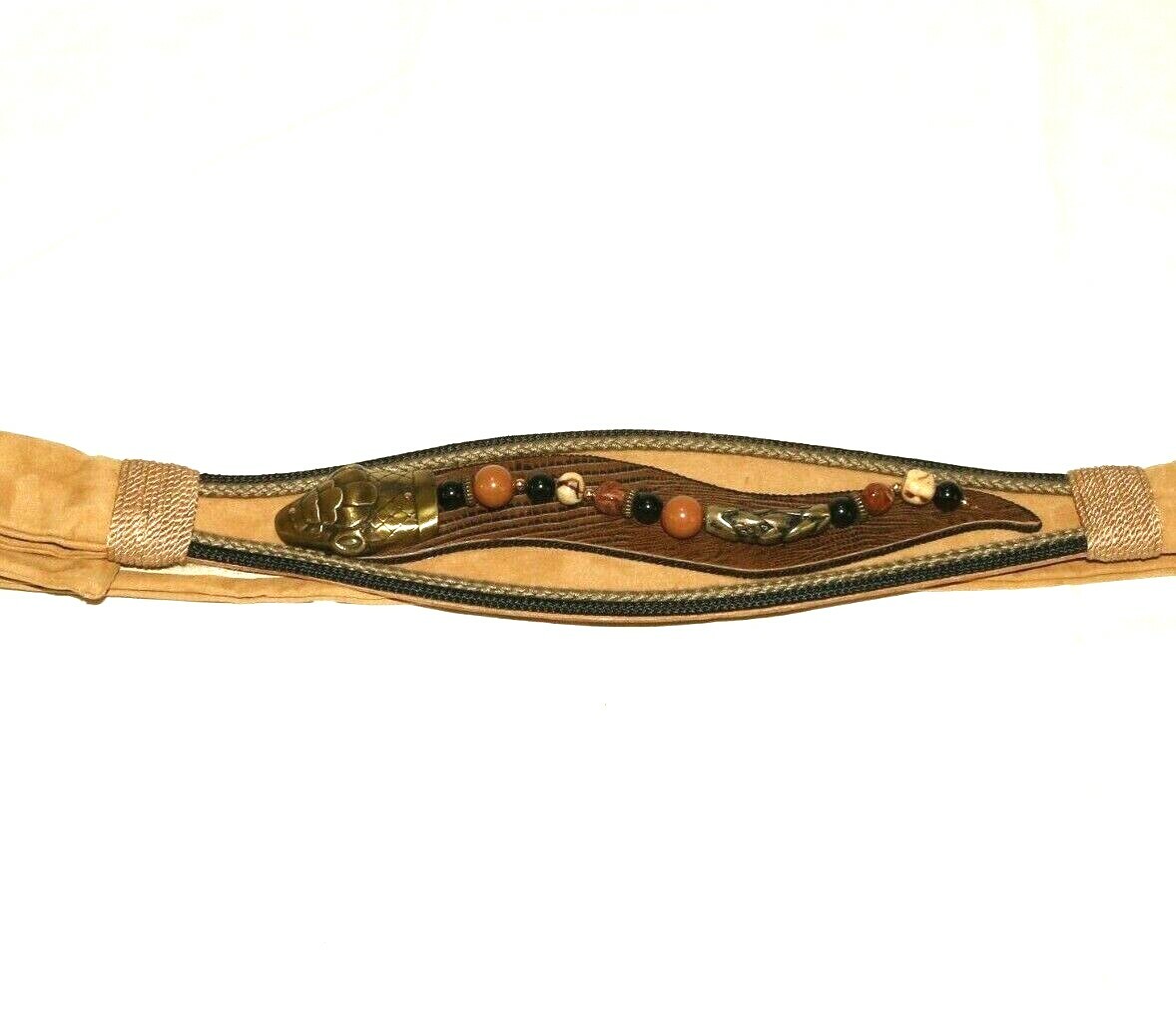 Snake tan Multi color leather & suede Cloth Carolyn Tanner VTG Adjustable Waist