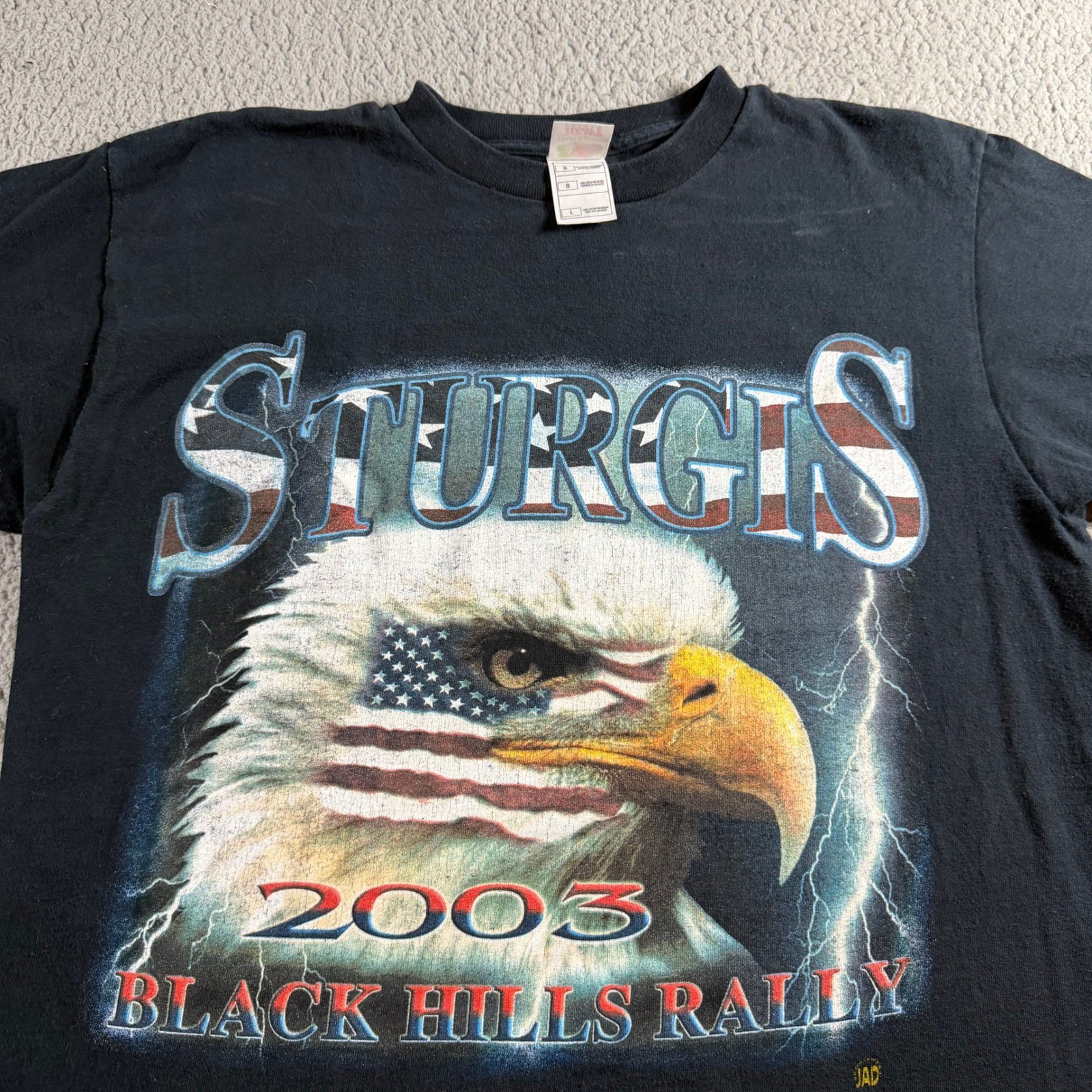 Vintage 2003 Sturgis Black Hills Rally T-Shirt Mens Large Eagle Skull Black L