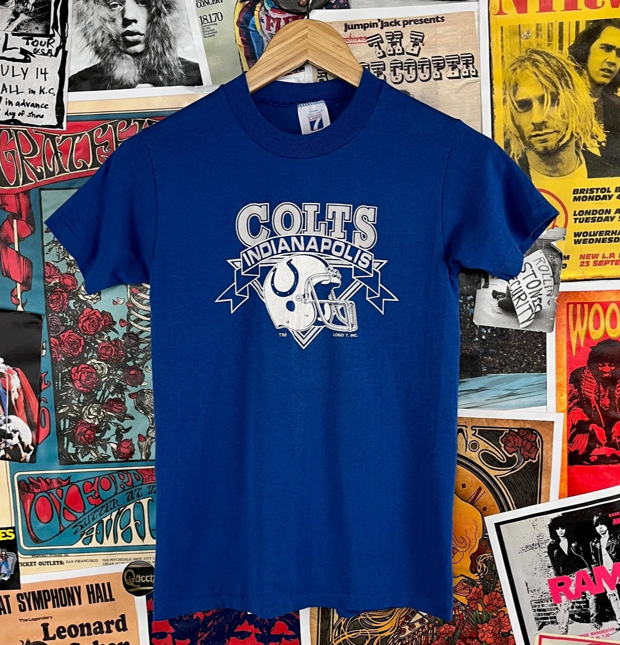 Vtg Kids 80s 90s Indianapolis Colts NFL Logo 7 Graphic T-Shirt Age 10-11 Sports