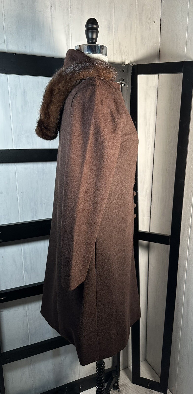 Vtg Junior Accent by Frank Adams Wool Knit Sweater Dress & MINK Hood, S/M, EUC