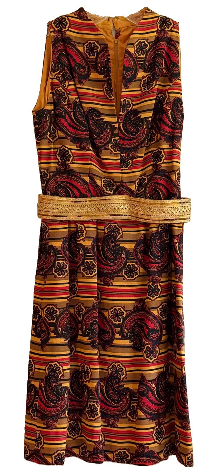 Vintage 60s Jeremy Alan Phillips Paisley Mod Dress Pleated Pockets 24 Waist