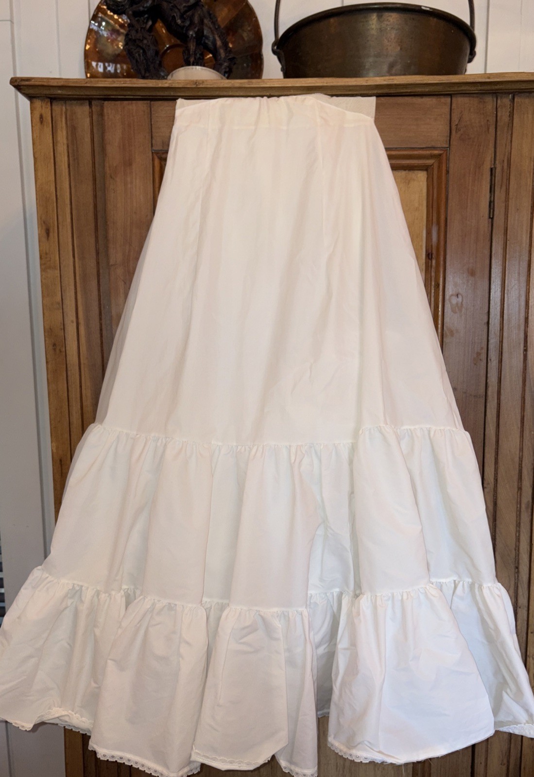 Vintage Lace Trim Full Long Petticoat Nylon Crinoline Tulle Merry Modes S