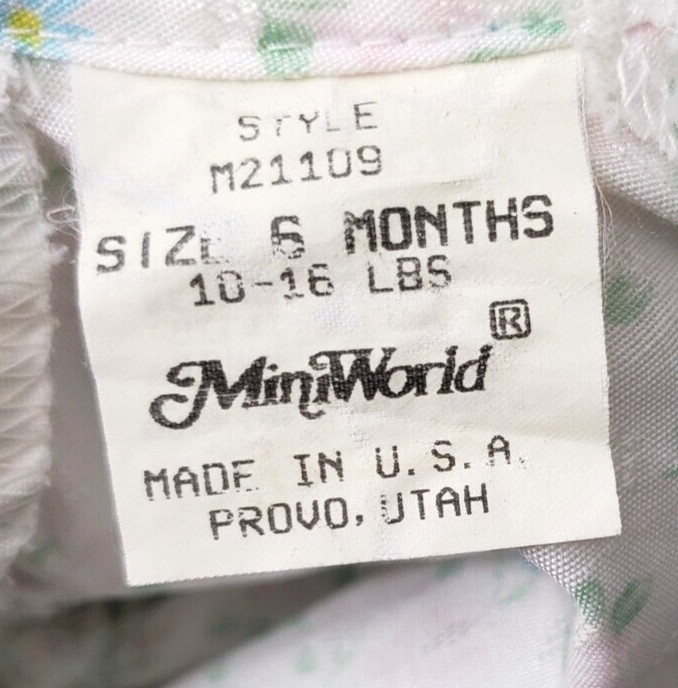 VTG Miniworld Pageant Circle Dress 6 months Ivory Floral Ruffle Lace Bib Collar