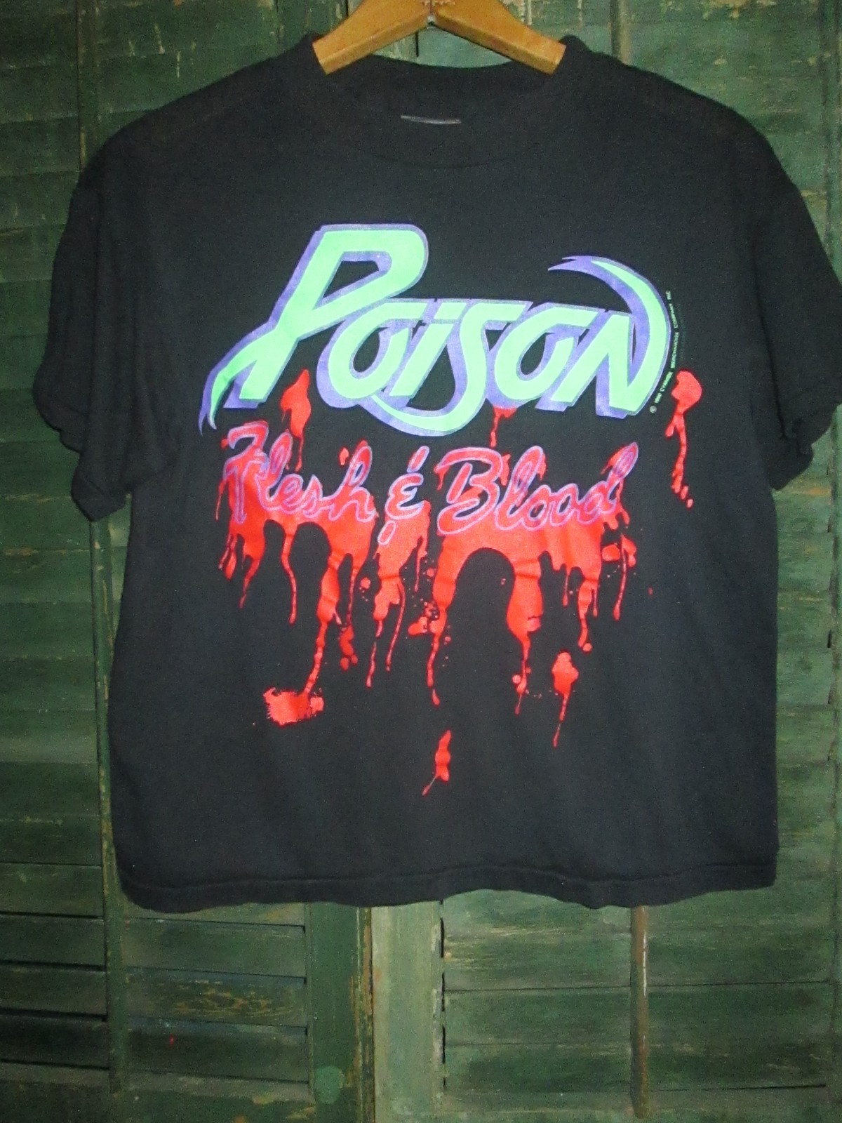 BOXY FIT Original Brockum 1990-91 Poison Flesh & Blood Tour T shirt USA Ladies M