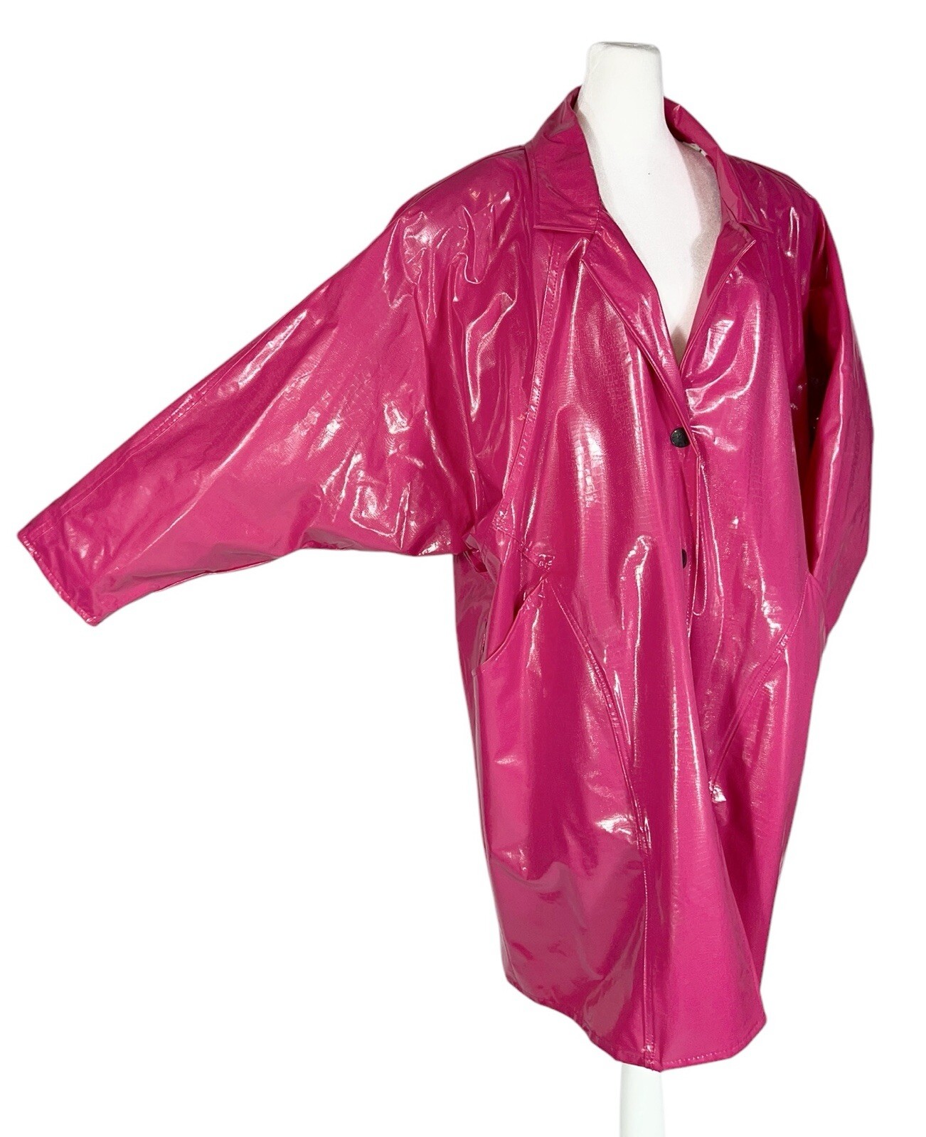KENN SPORN WIPPETTE HOT PINK RAIN JACKET NEW WAVE AVANT GARDE VTG 80s MOD COAT L