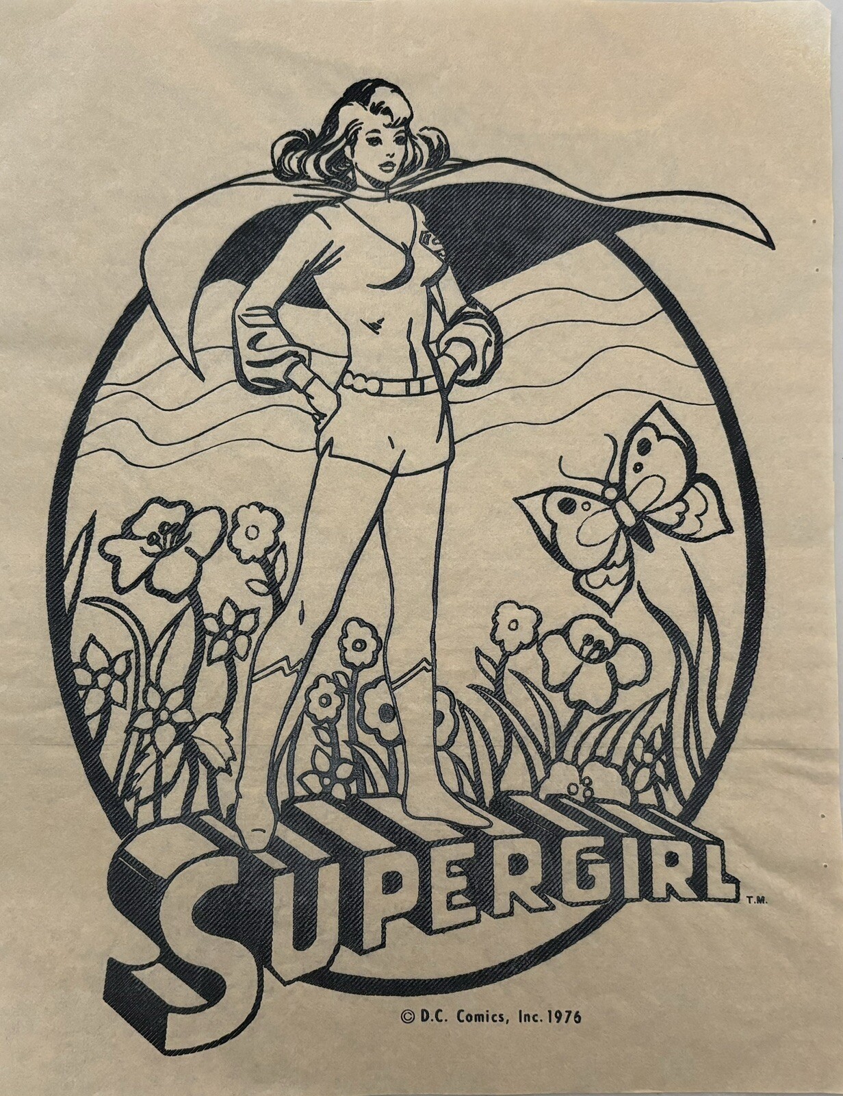 Original Vintage 1976 Supergirl Superhero DC Comics Iron On Transfer