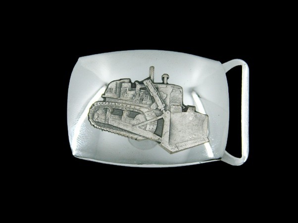 SJ13122 *NOS* VINTAGE 1970s **TRACK-TYPE BULLDOZER** HEAVY MACHINERY BELT BUCKLE