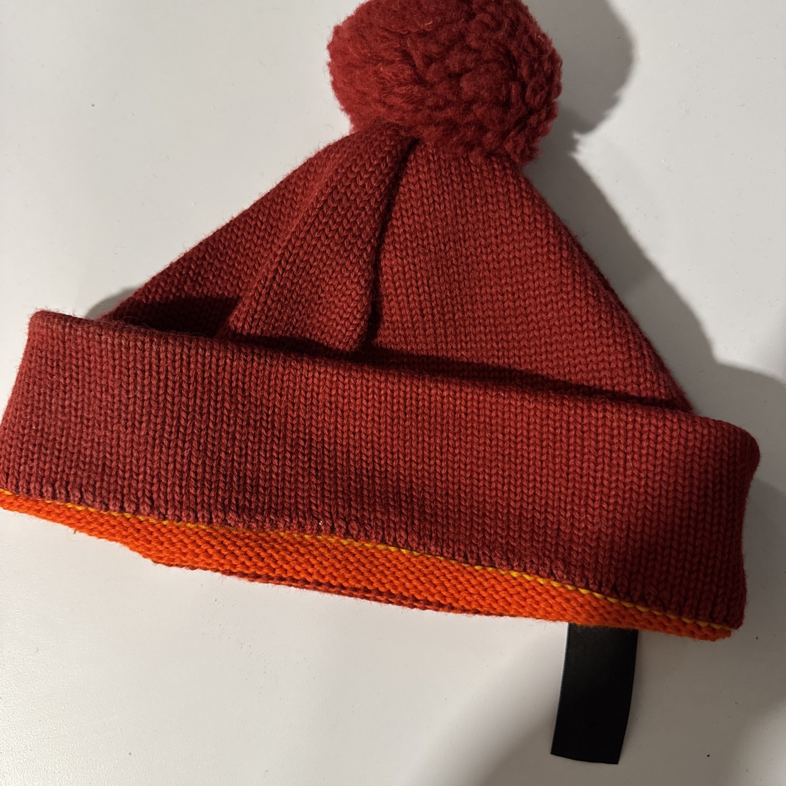 Vintage Smiley Sparks Nevada 100% Wool hat beanie red w orange and yellow stripe
