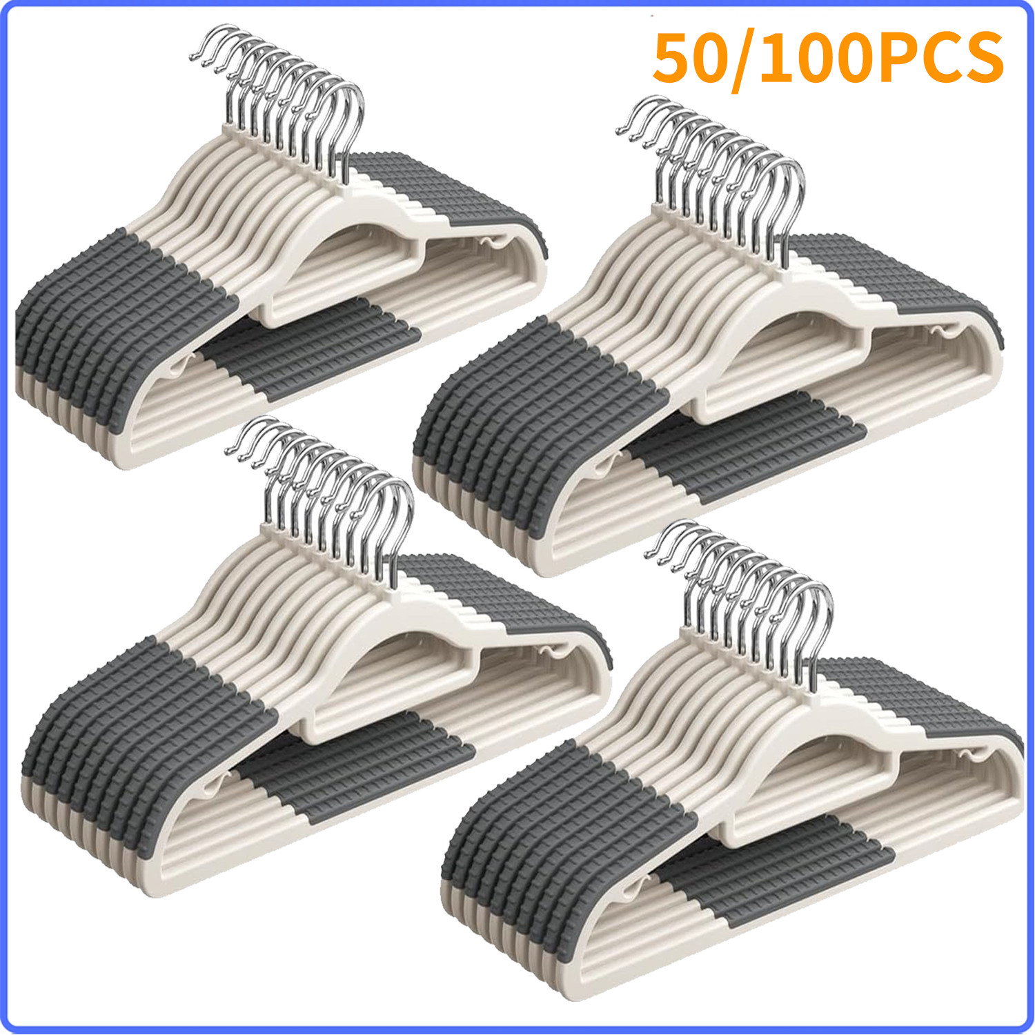 50/100 Pack Heavy Duty Plastic Hangers,Non Slip Clothes Hangers with Rubber Pads