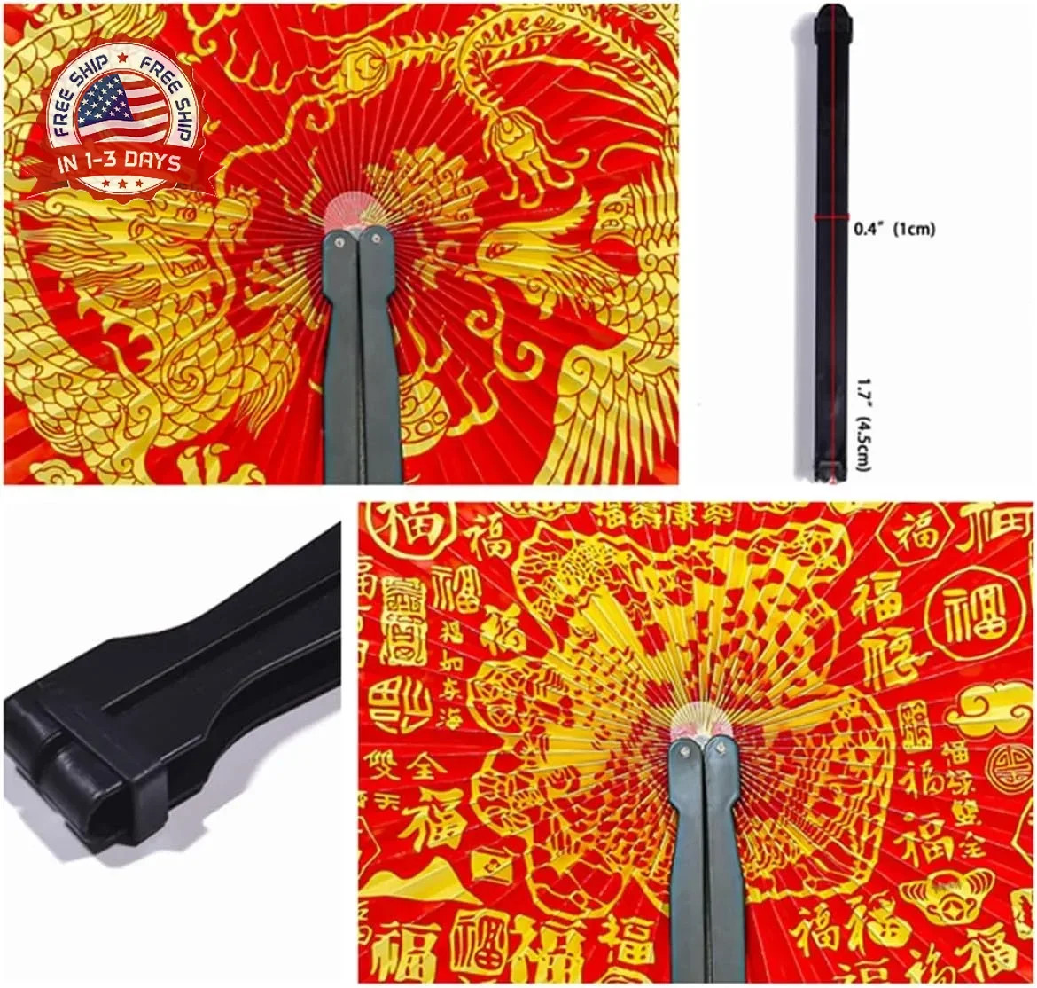 10 Pieces Chinese Paper Fans,Folding Hand Fans Handheld,Chinese Dragon New Year