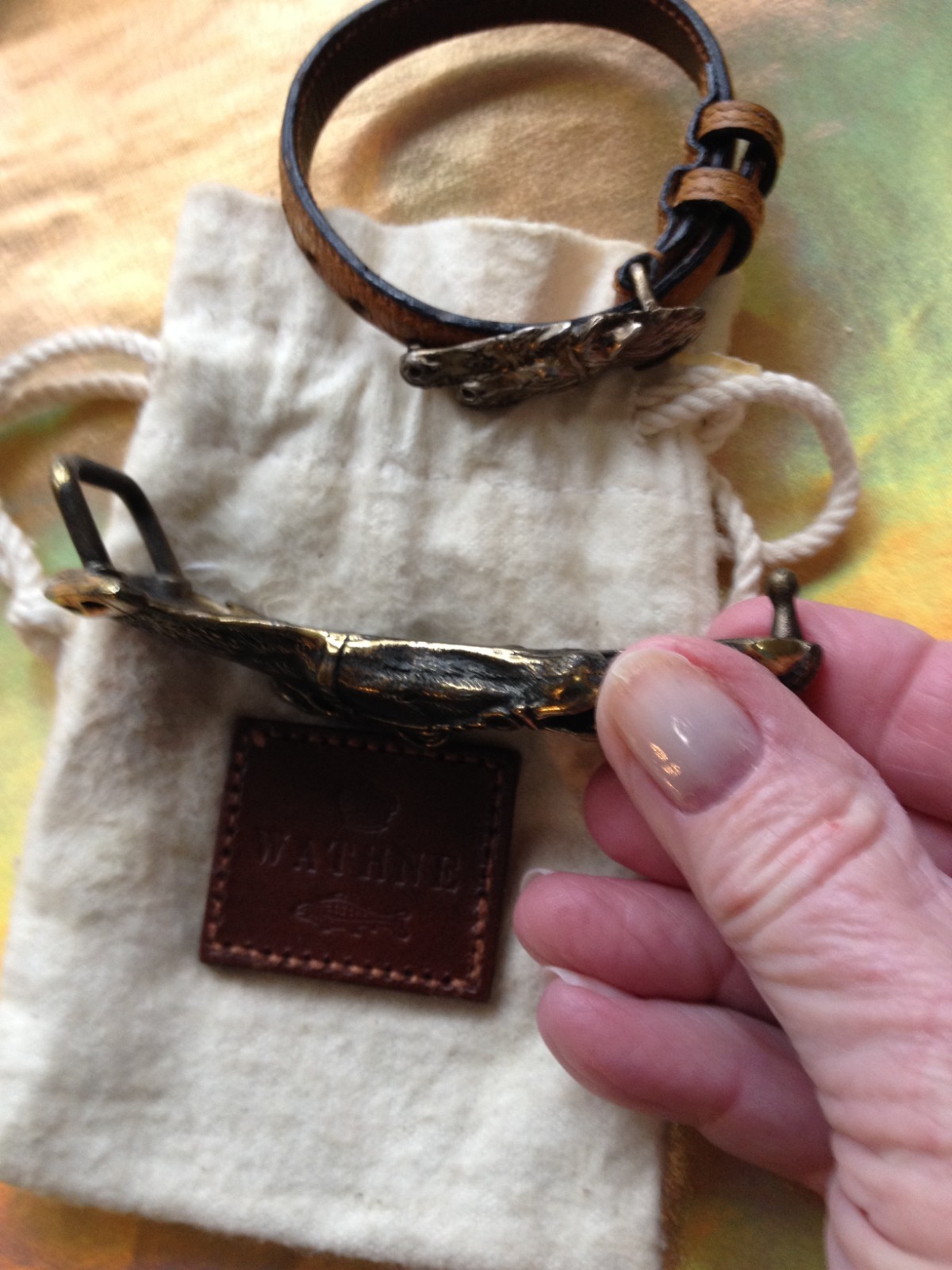 Wathne Buckle and leather bracelet Running Horse Head