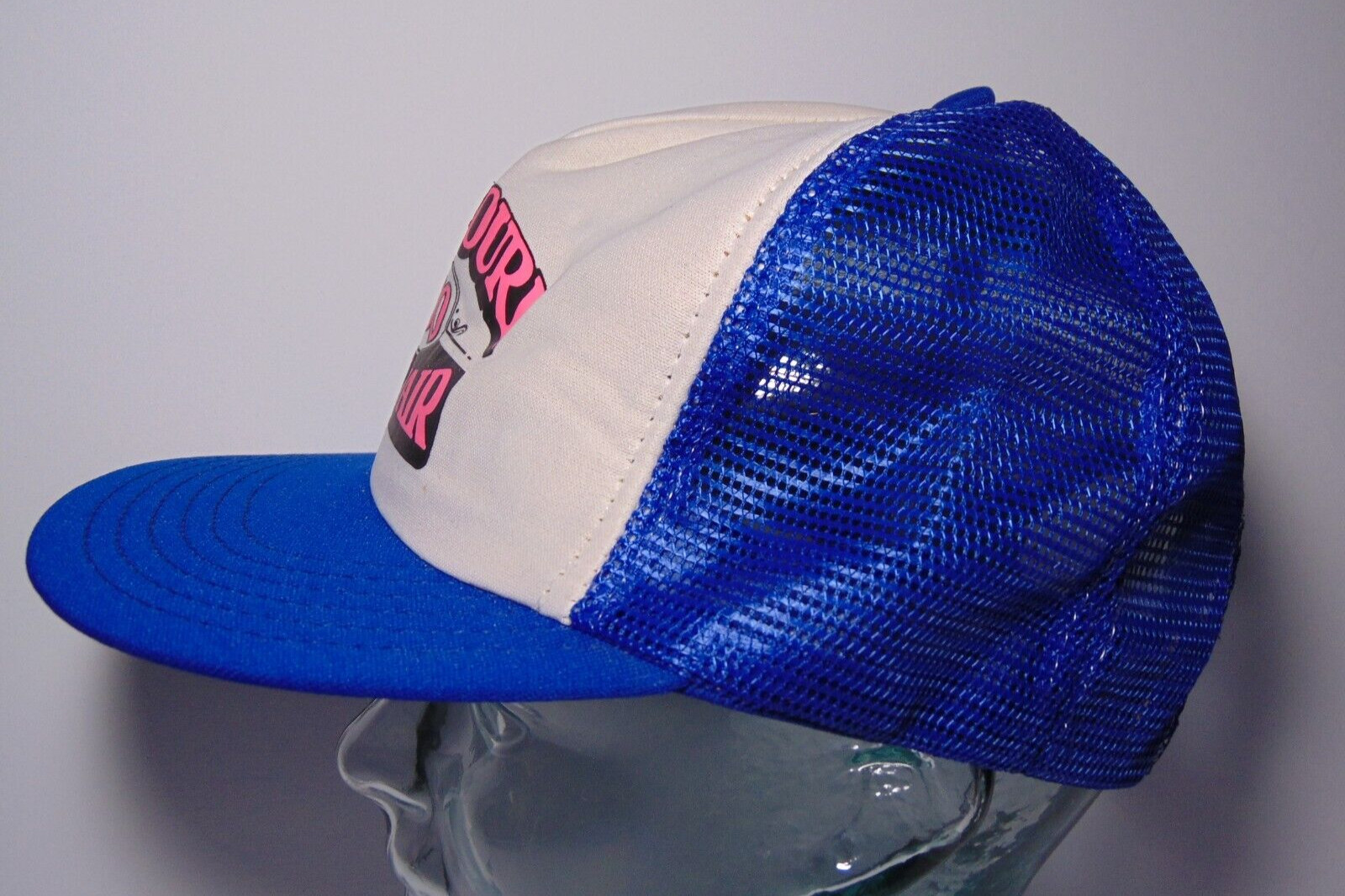 1990 New Vintage MISSOURI STATE FAIR BLUE NEON PINK SNAPBACK TRUCKER HAT CAP USA