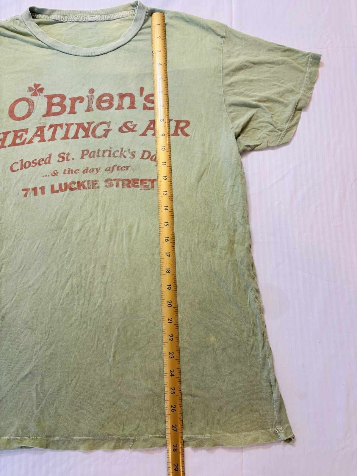 vintage ST PATRICKS IRISH O’Briens Heating & Air SHAMROCK GREEN t-shirt LARGE L