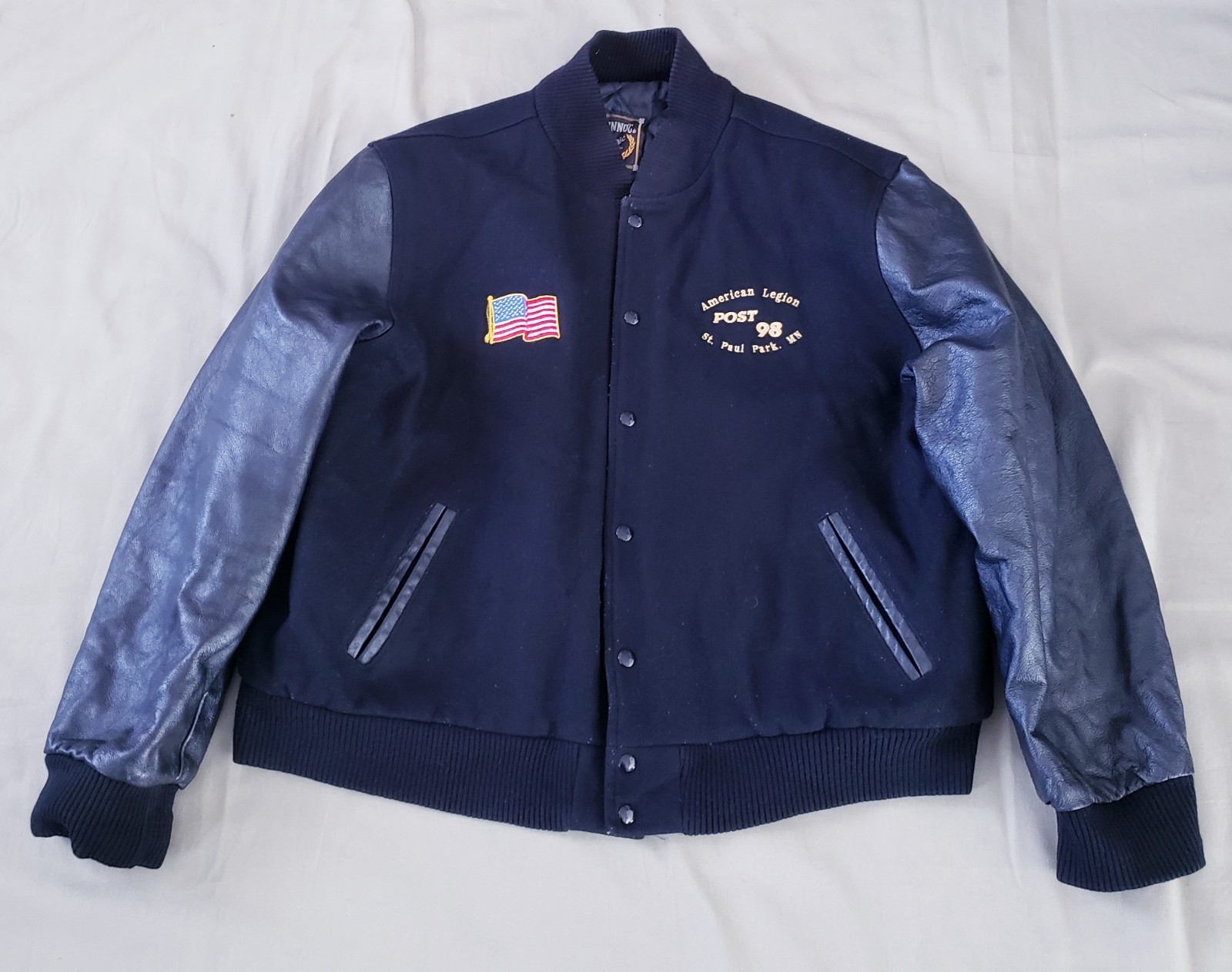 Vintage American Legion Varsity Bomber Jacket Embroidered RENNOC USA MADE XL