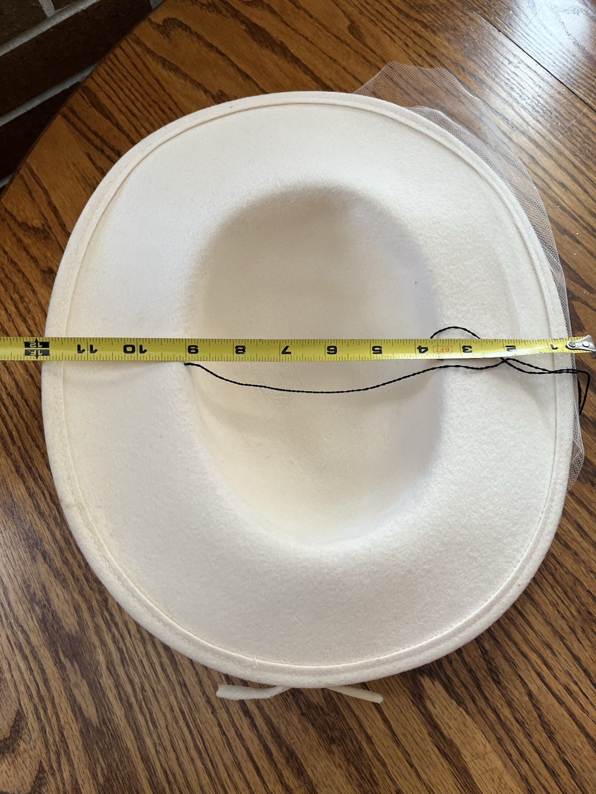 Vintage Ivory Geo W Bollman Doeskin Felt 100% Wool Brimmed Hat Flower/Bow & Veil