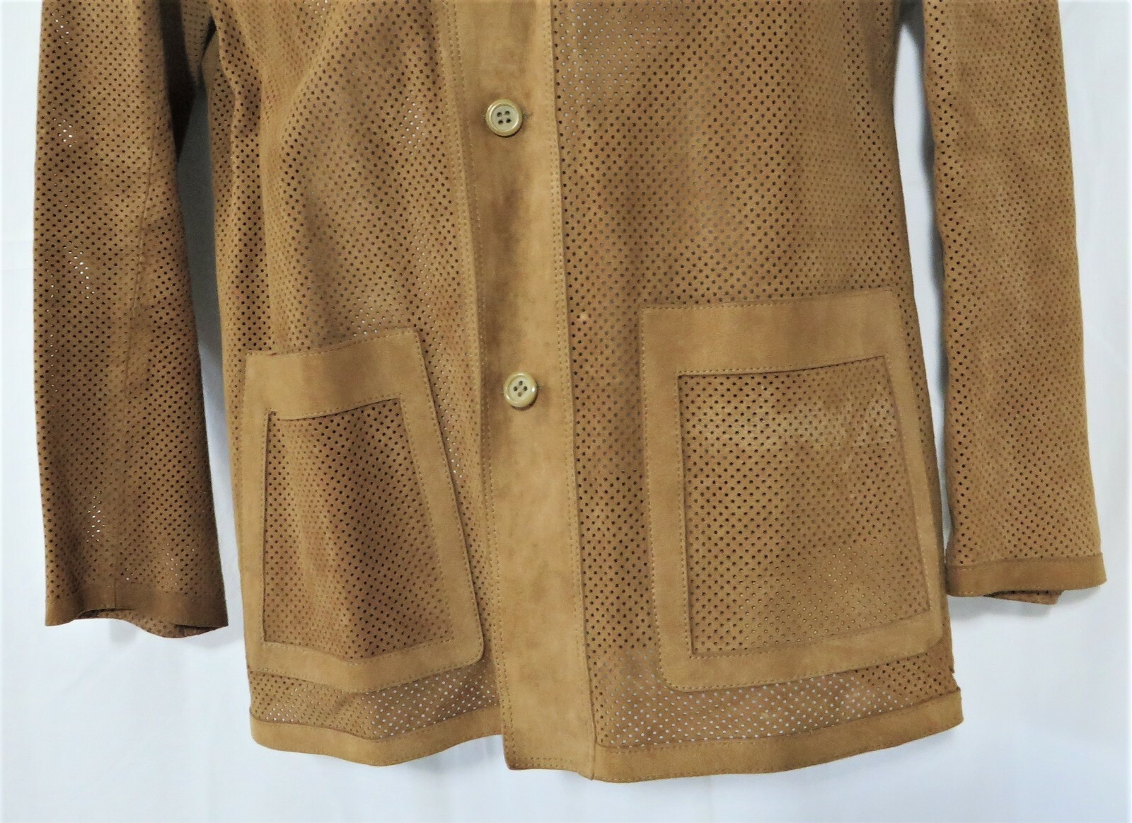 Vintage 70’s Men’s Brown Leather Mesh Jacket Coat Men’s L Made in Portugal