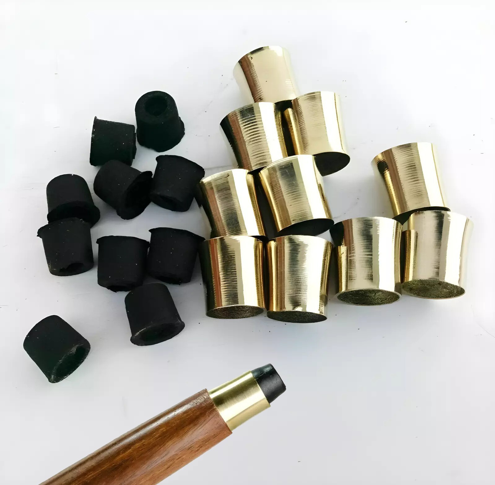 LOT OF 10 SOLID BRASS SPARE TIP FOR WALKING STICK / CANE PART OF ANTIQUE CANE