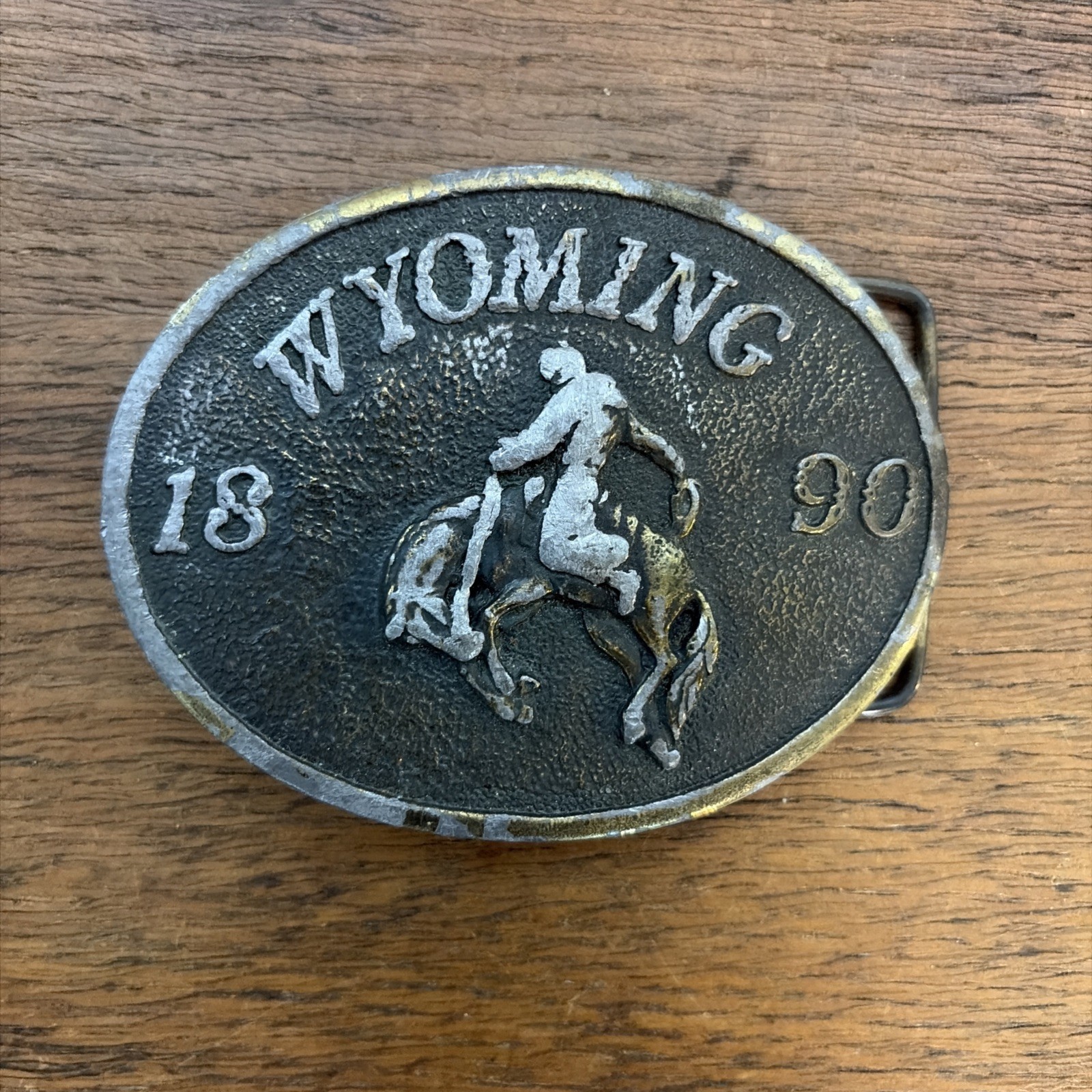 Vintage Wyoming Studio Art Works Brass Belt Buckle James Lind 1973