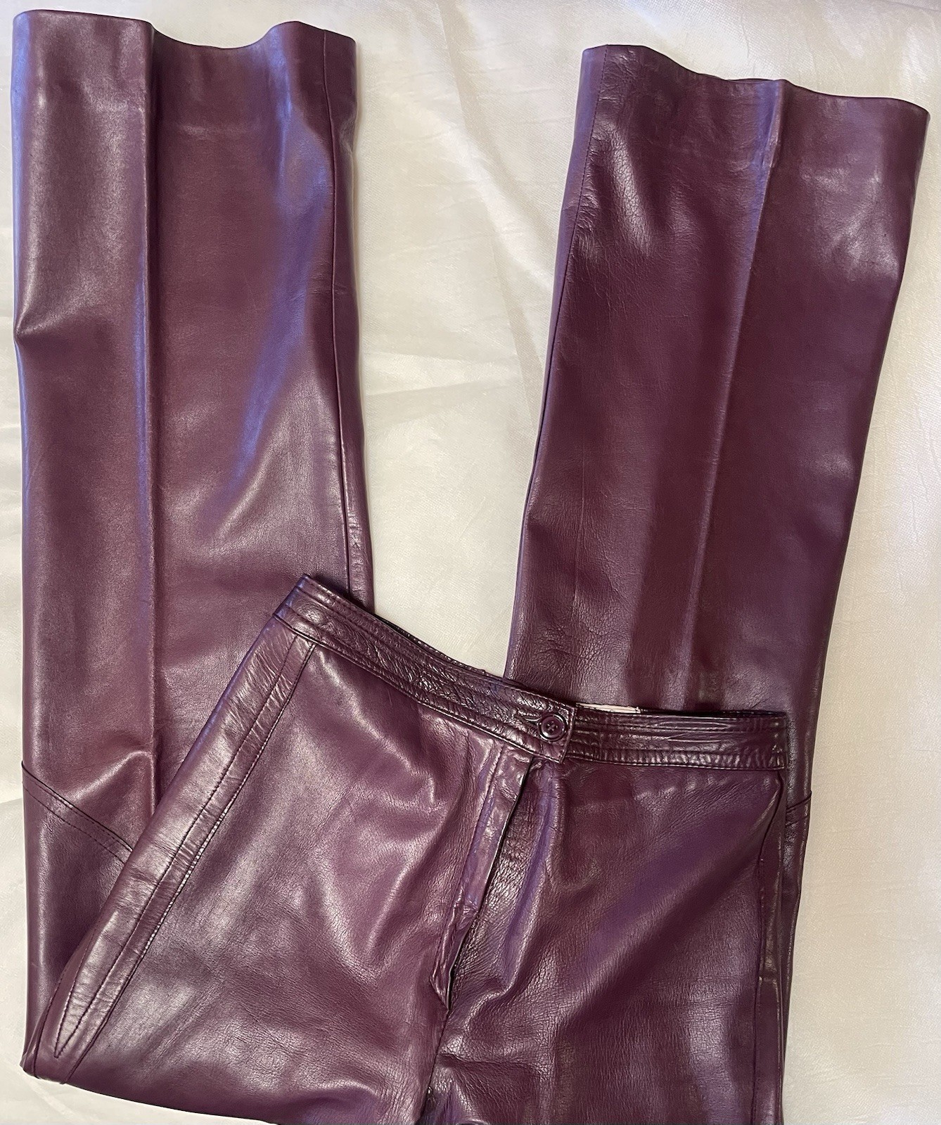 Vintage 70s 26×30 Soft Lamb Nappa Leather Pants Wine Color Disco Boho Festival