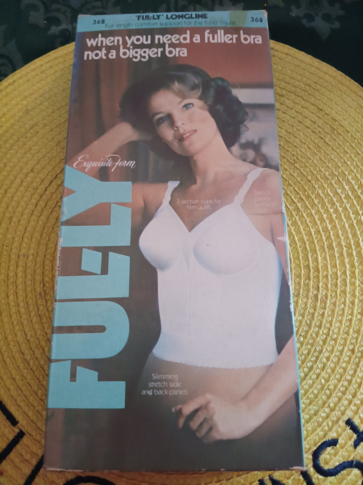 Vtg Exquisite Form Ful-ly Fully 3/4 Length White Bra 36 B NIB P7532 Longline