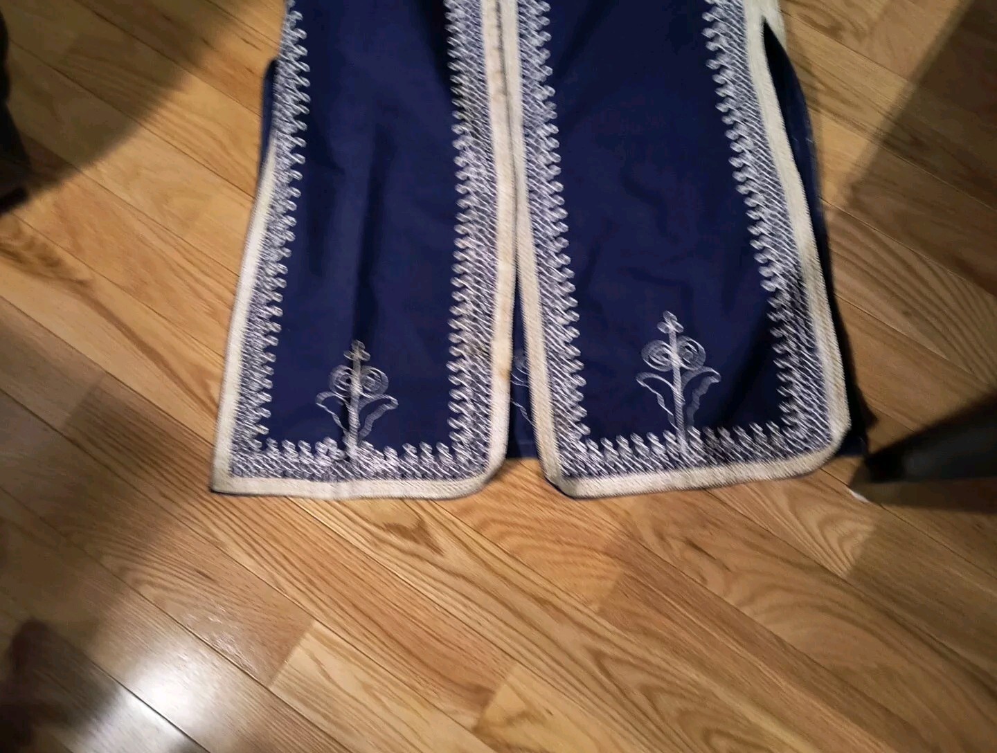 RARE VTG Blue Ivory Embroidered Kaftan ORNATE Church Robe Dress Muumuu Caftan #7