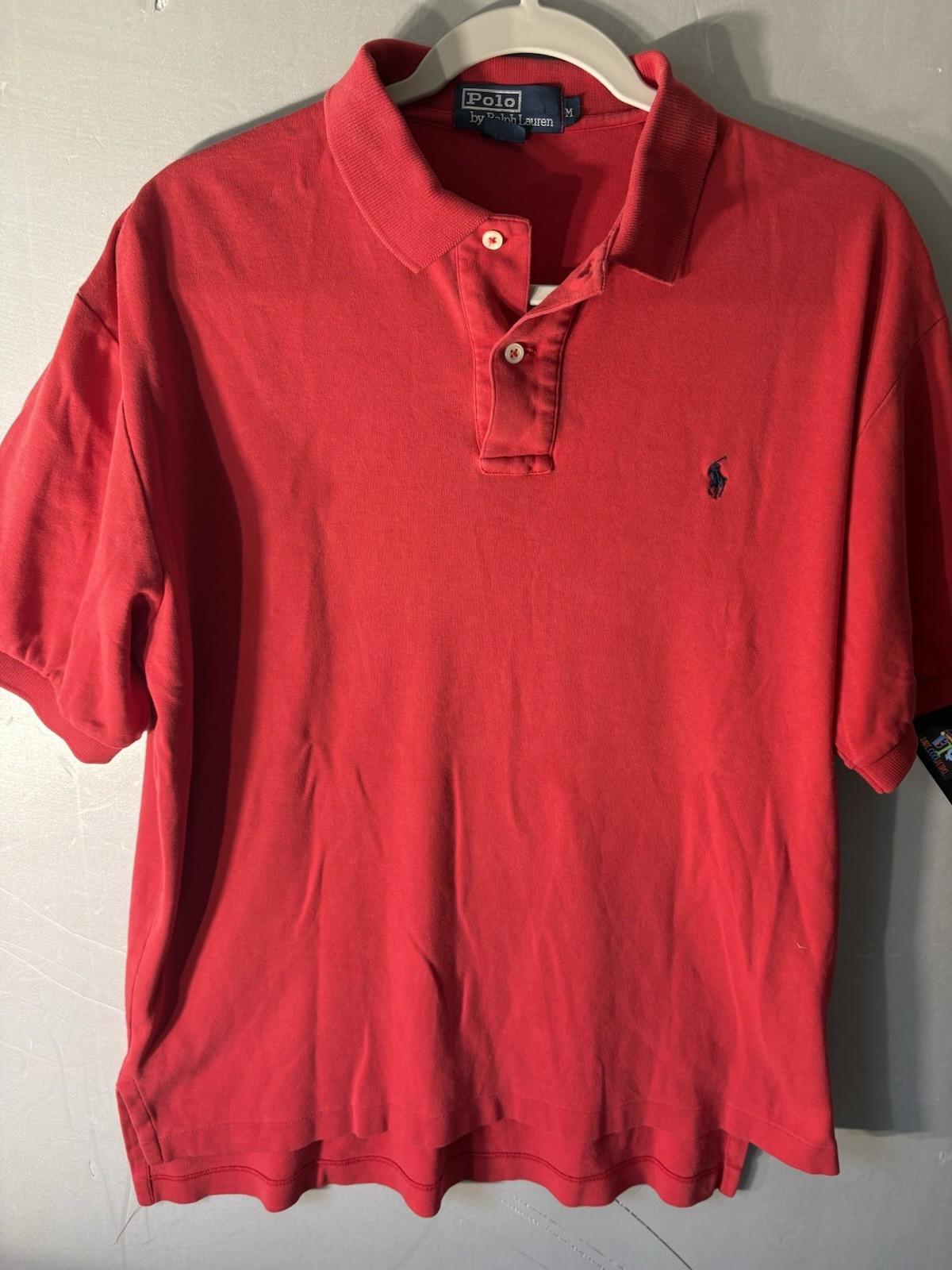 Mens Vintage 1990s Polo Ralph Lauren 2 Button Polo Shirt Red Size Medium