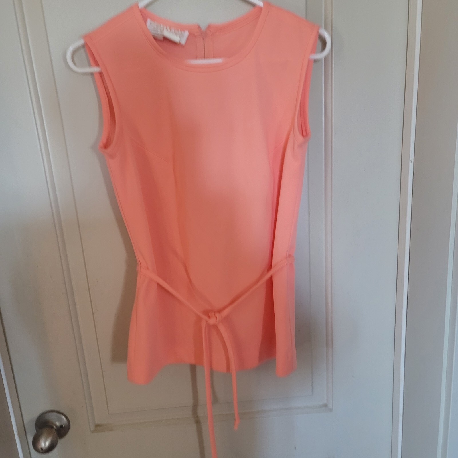 Vintage Center Stage Blouse Sleeveless Peach Easter Belted Size 10