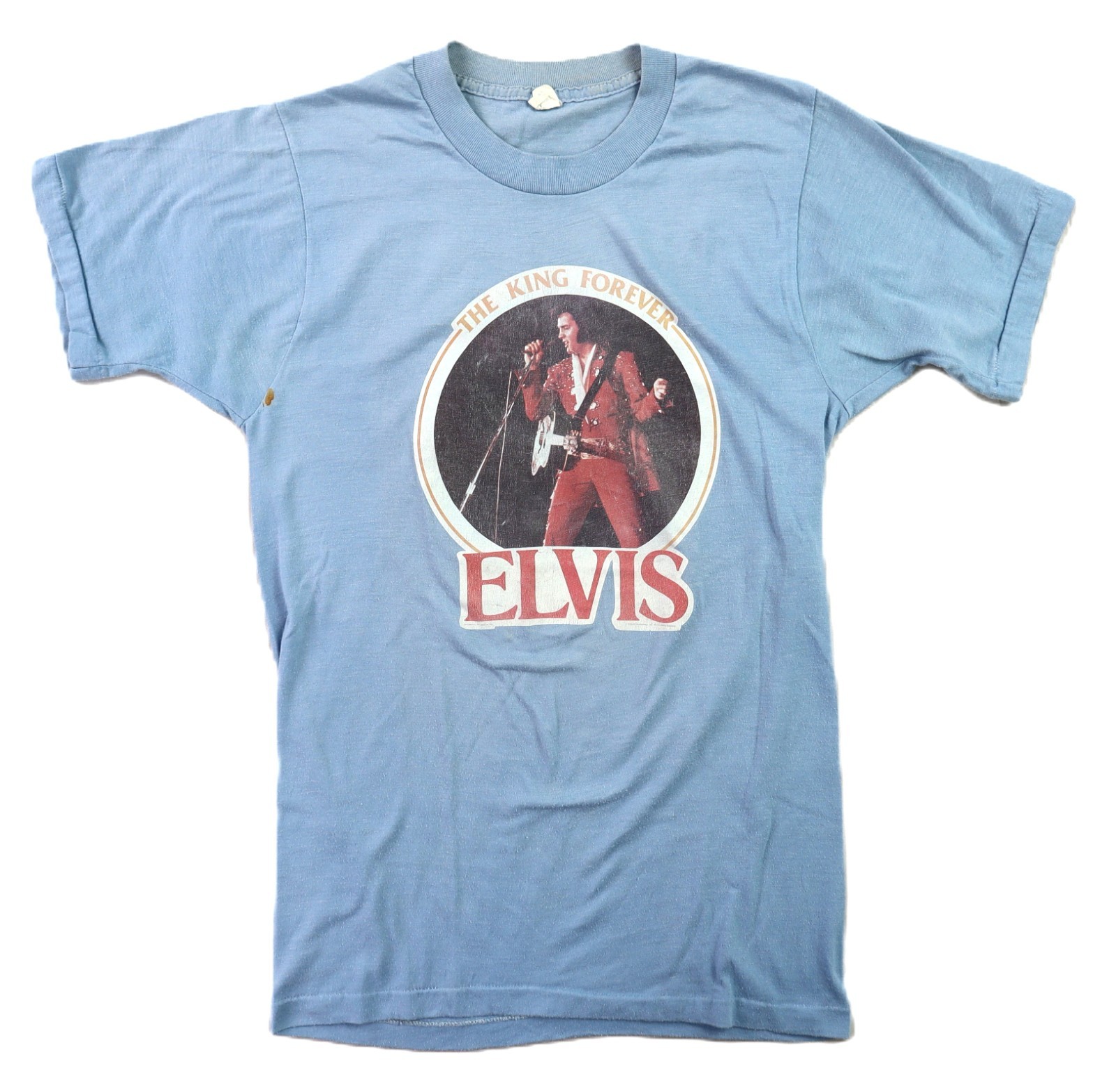 Vintage 70s 1977 Blue 2XS XXS ELVIS PRESLEY King Graceland Vegas Memphis T Shirt