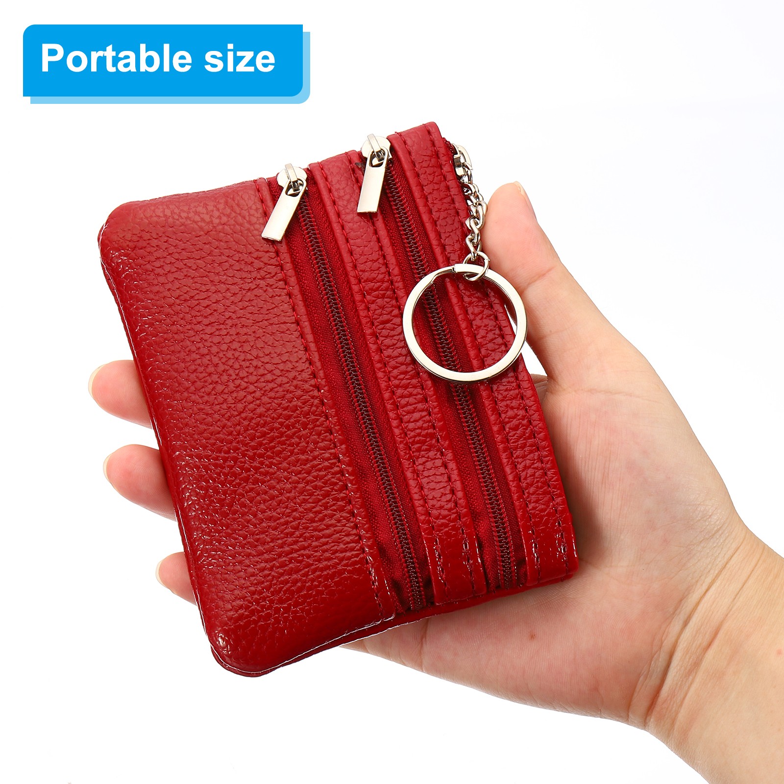 4.7″ x 3.5″ Coin Purse Pouch Leather Change Purses, Dark Purple