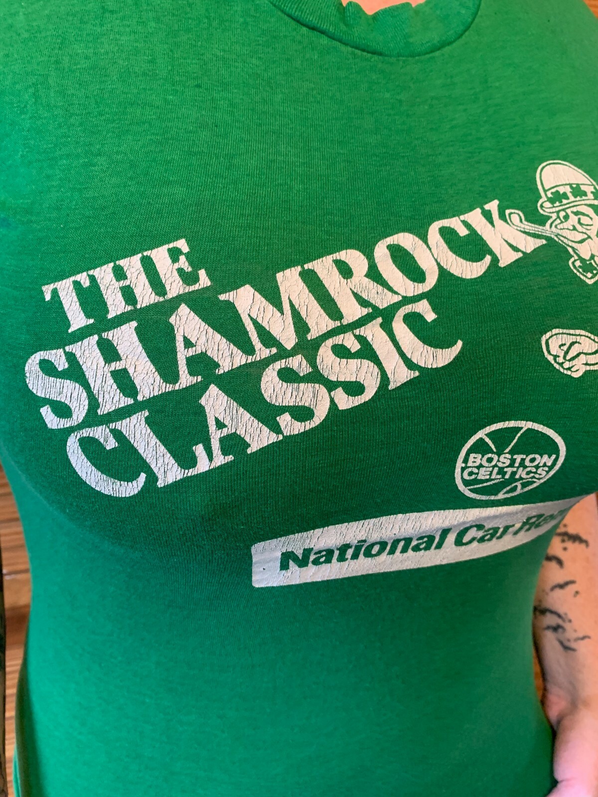 Vintage 1980 Boston Celtics Shamrock Classic T Shirt Unisex Sz (M) National Car