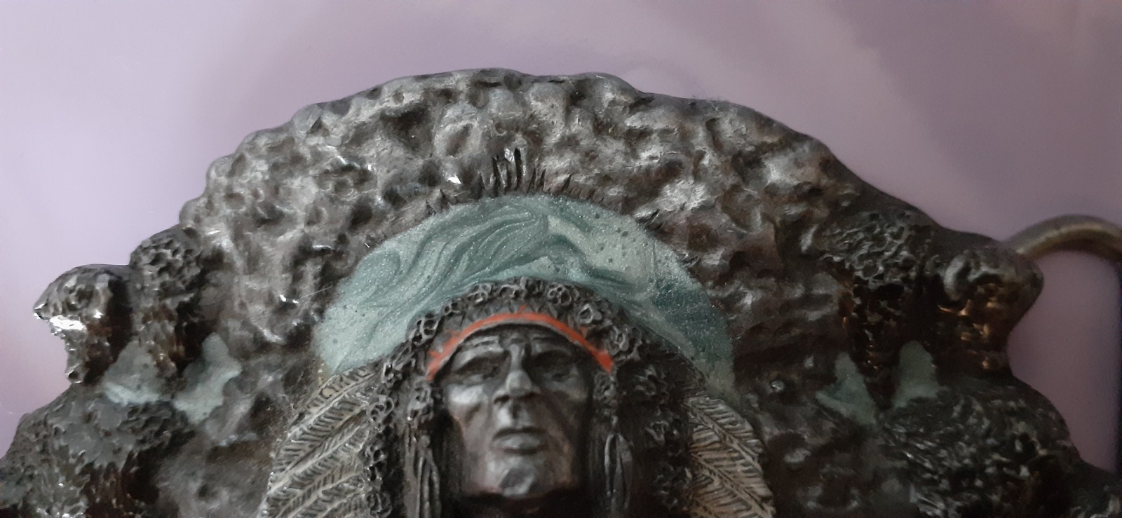 Vintage Native Chief Pewter Belt Buckle, Siskiyou Leather & Buckle Co. Made USA