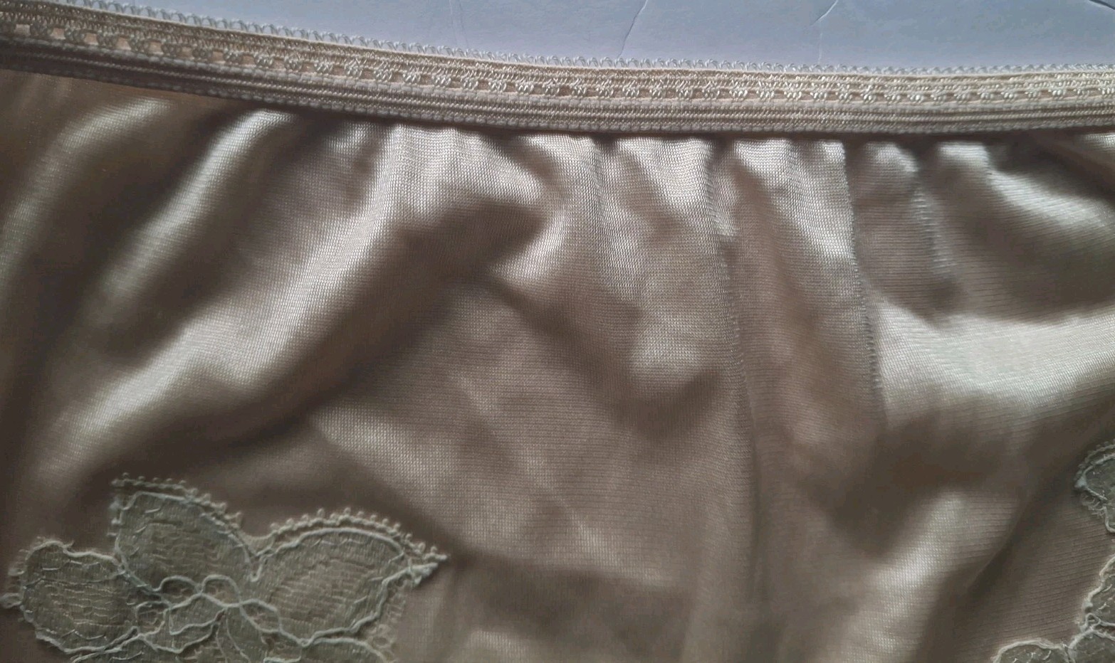Vintage Cotillion Granny Panty Full Brief Sz 4 Tan High Waist Embroiderd Pin Up