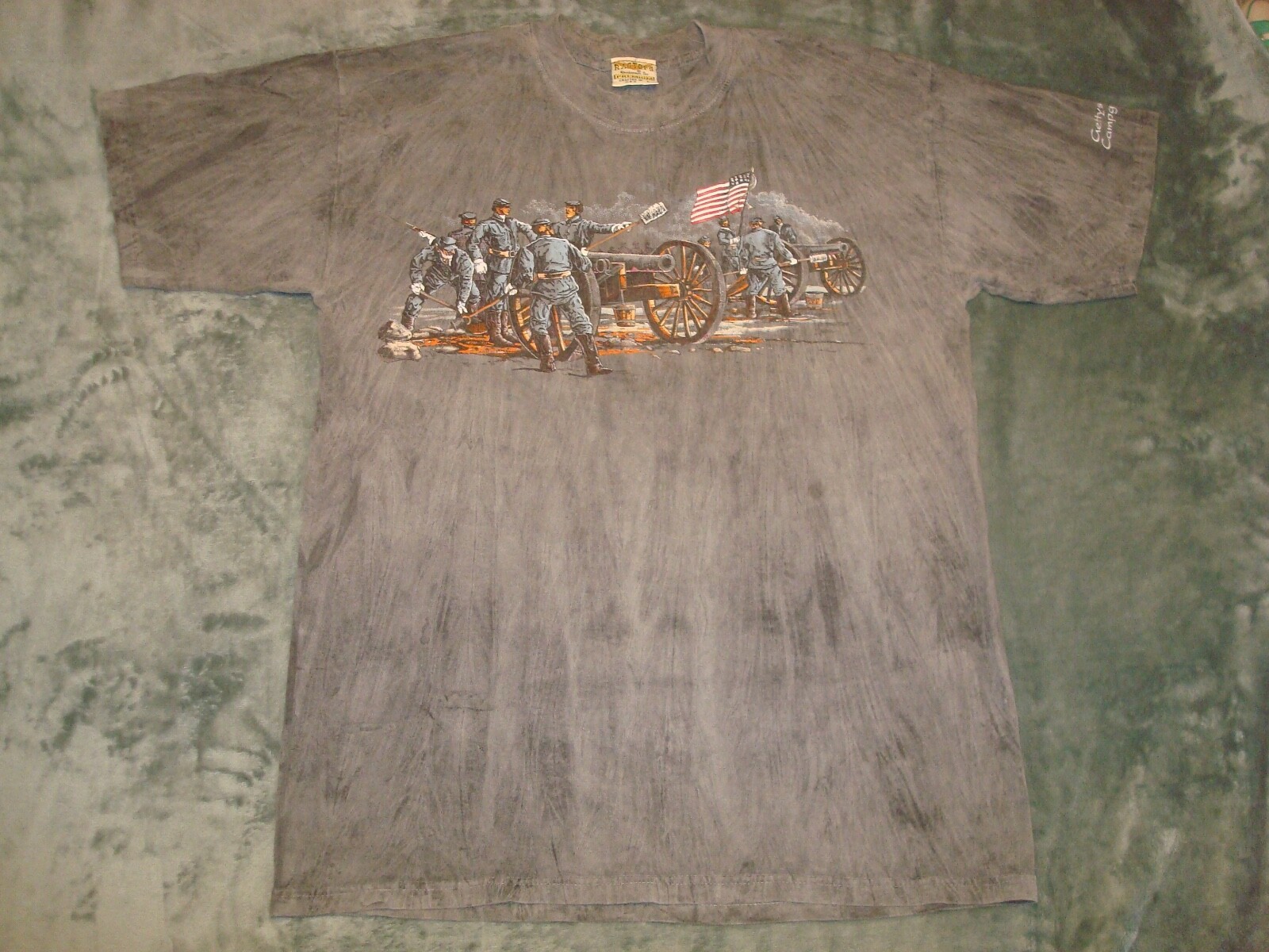 VTG 90s GETTYSBURG CAMPGROUND T SHIRT LARGE GRAY BATTLE PA WAR SOLDIERS CIVIL