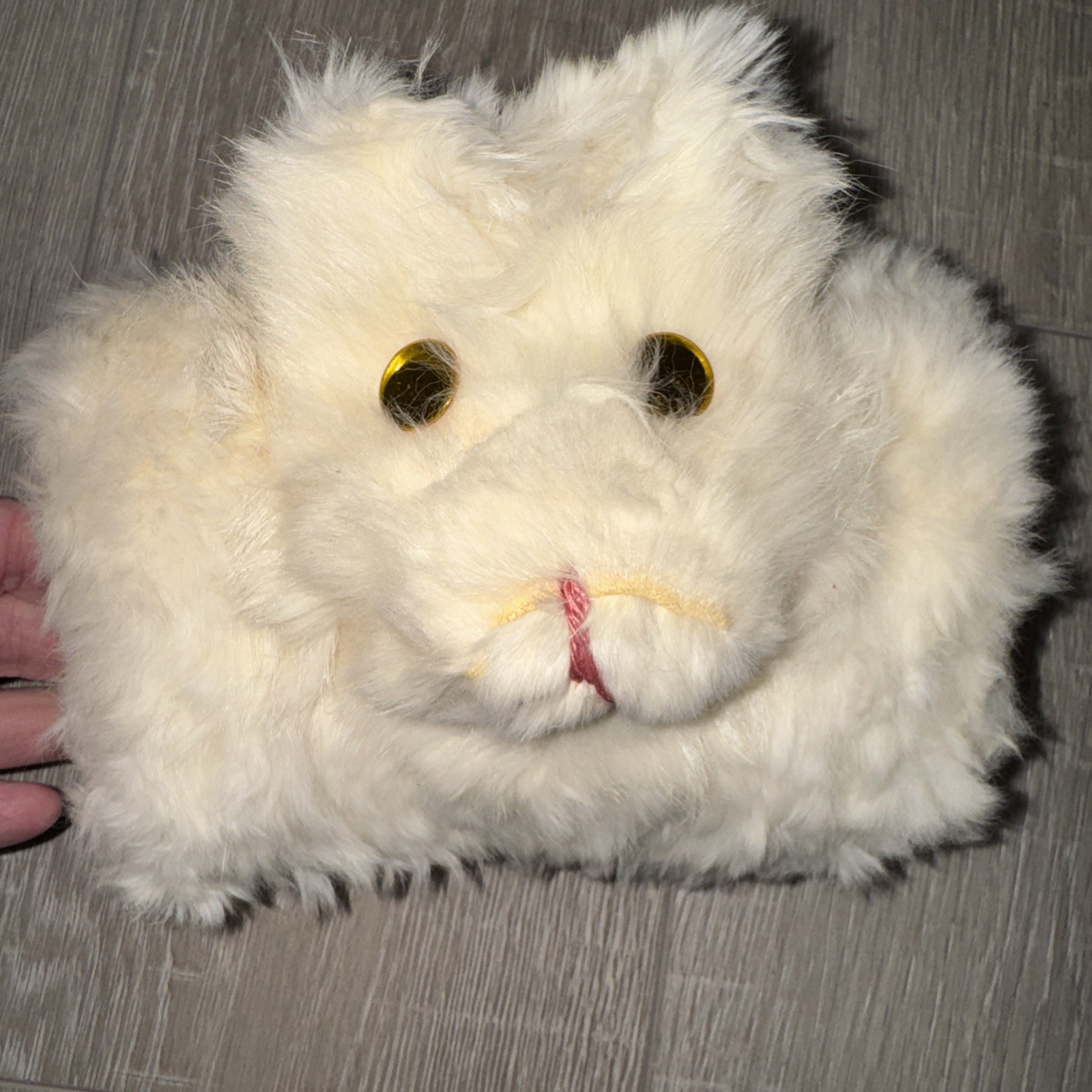 MCM 1950s Rabbit Fur Child Hand Warmer Muffler White Cat Face Angora Rare Girls