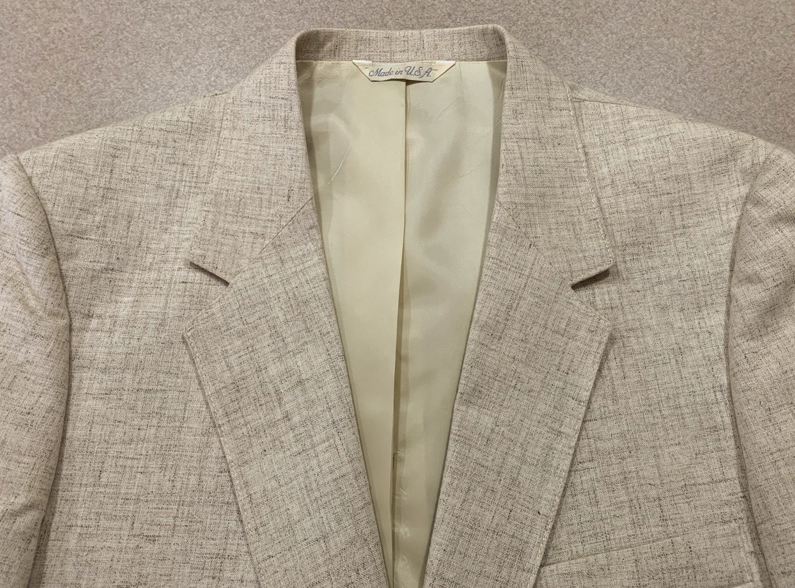 Vintage Levi’s Trimcut 42R Blazer Sports Coat Cream Linen Blend Lightweight USA