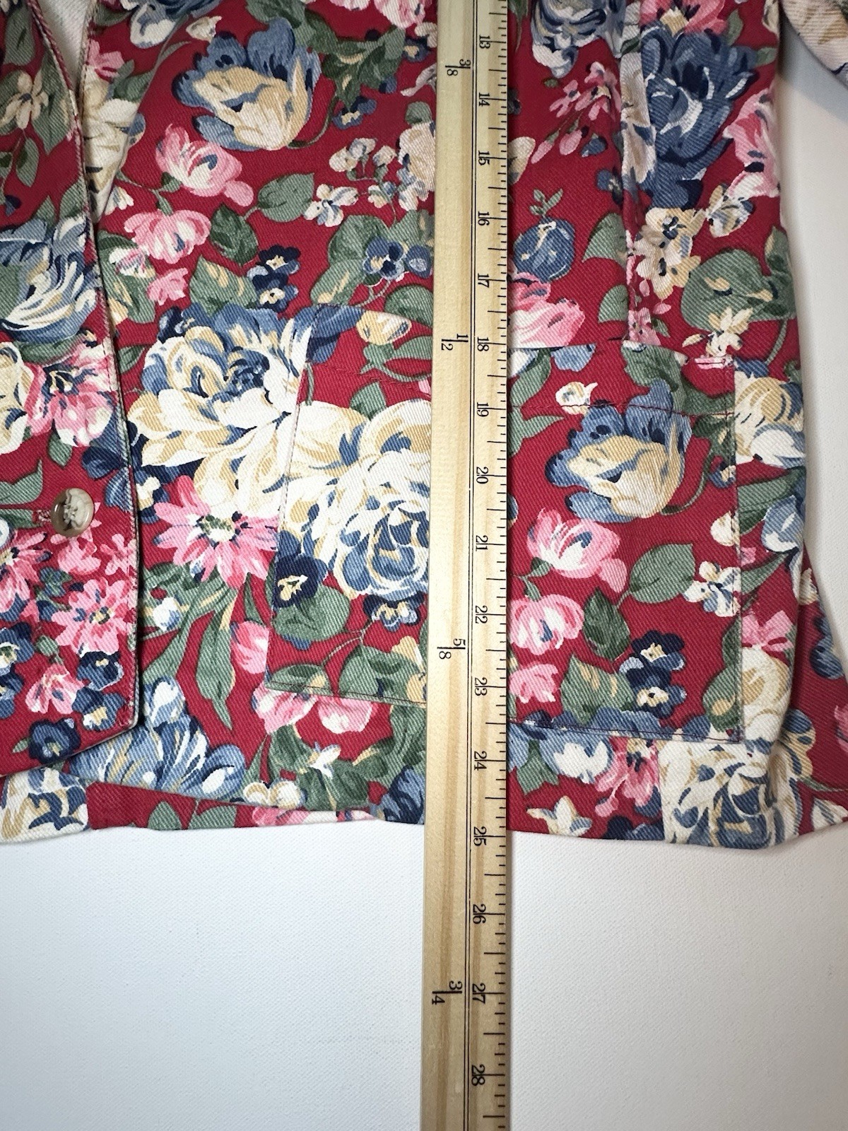 VTG Gotcha Covered Denim Blazer Floral Red Jacket Colorful Cotton Women XL