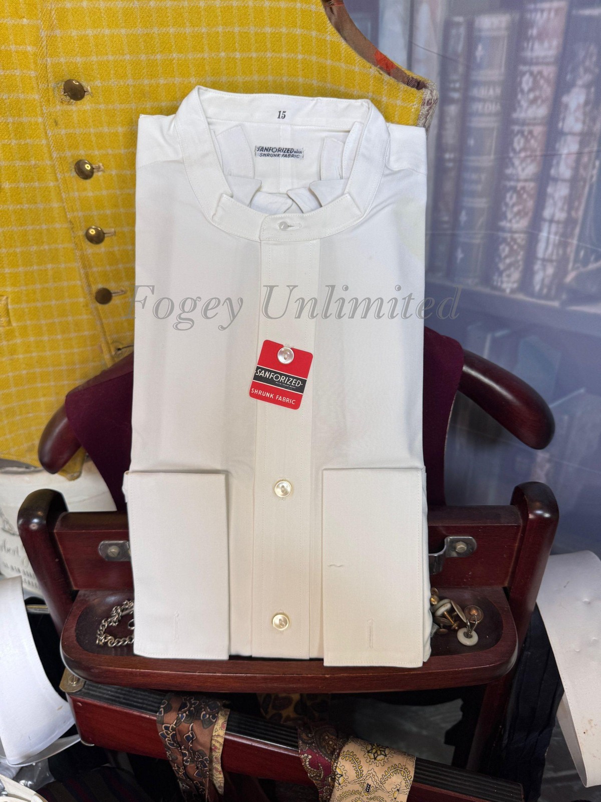 Vintage New in packet Sanforized Collarband Shirt for your Stiff collar 15 1…