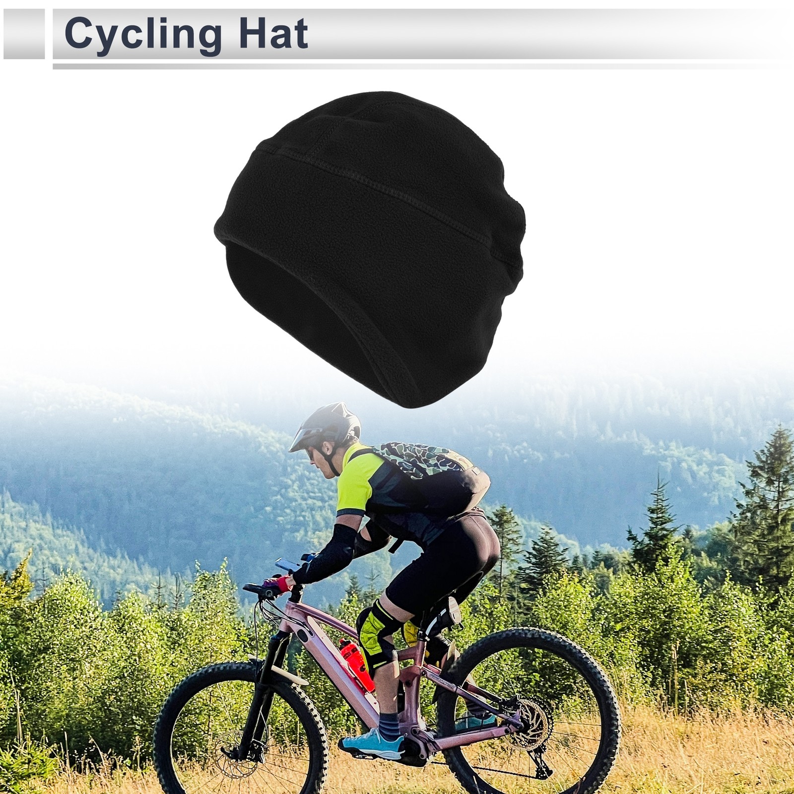 Cycling Hat Keep Warm Tab Black 27x22cm One Size 1 Pcs