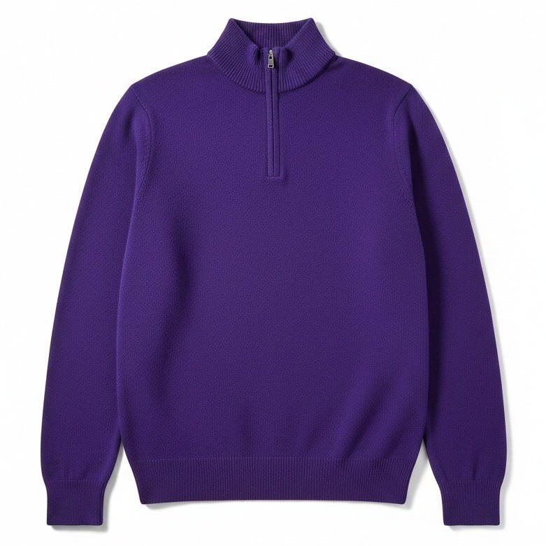Joyce Lane Vintage Purple Quarter Zip, Acrylic Mock Neck Sweater, Woman’s Small