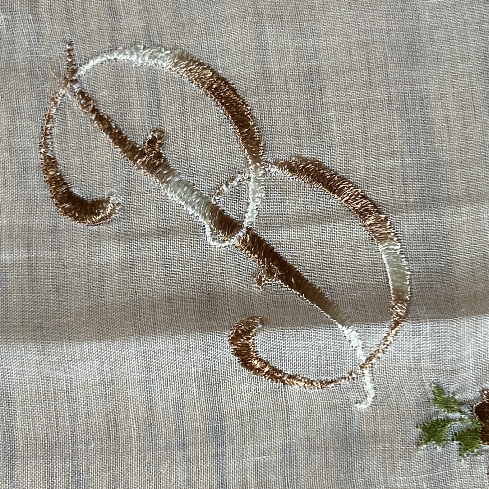 Vintage Swiss Monogram B Handkerchief Sheer White Floral RN 14750 Wedding Hanky